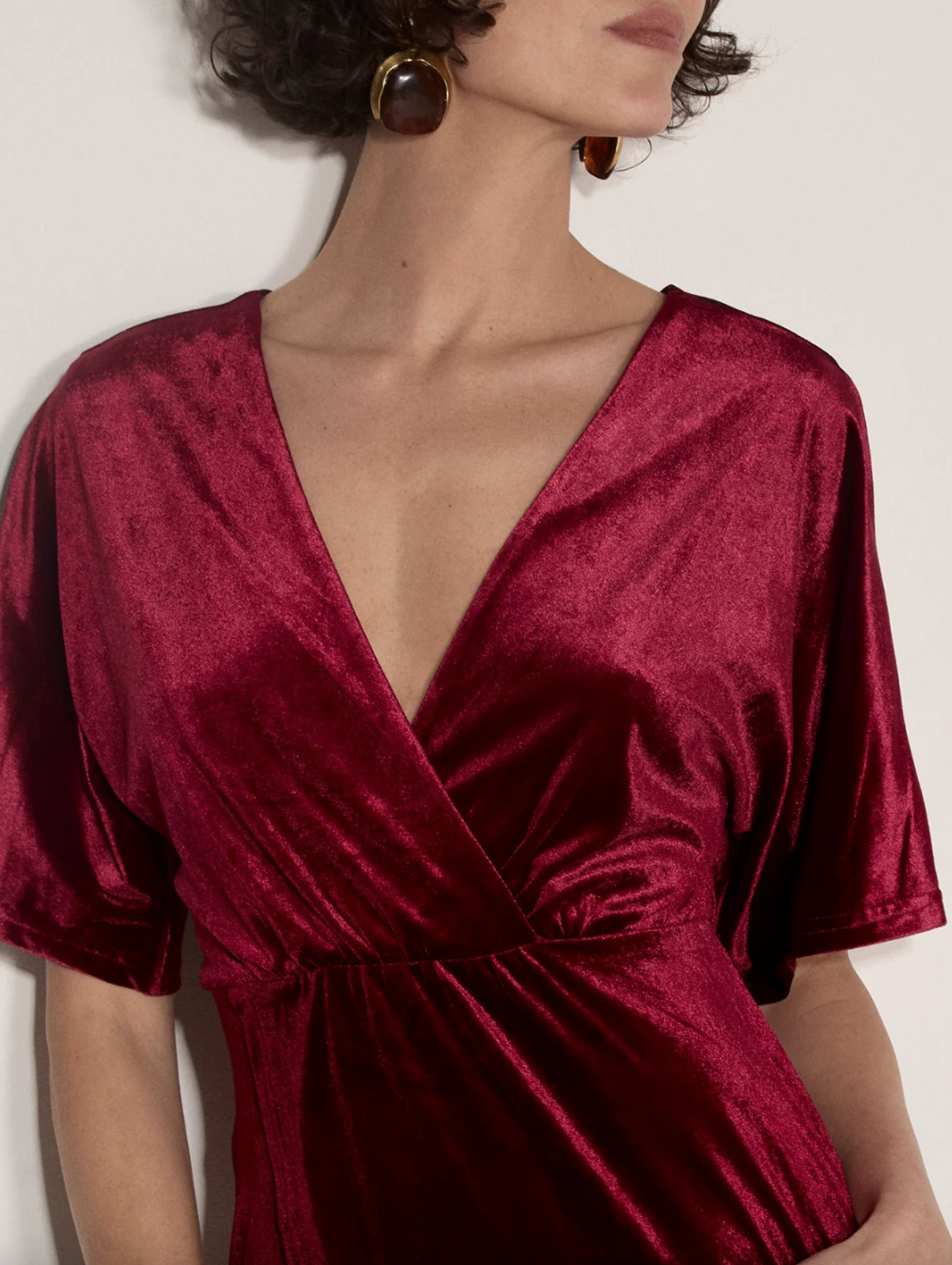 Apricot Robe en velours avec manches chauve-souris