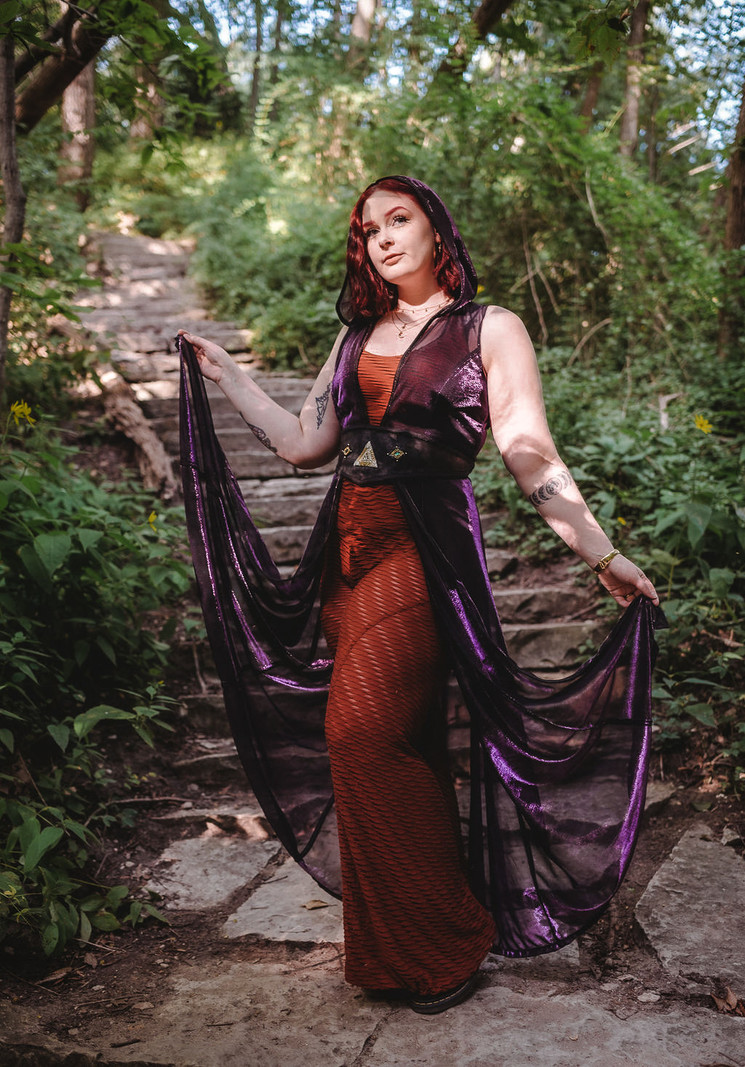 Sorceress Duster: Mesh with Gold Amulet