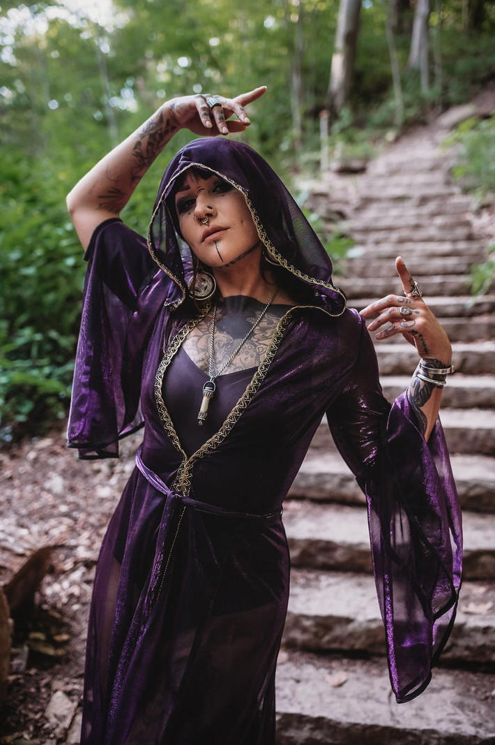 Priestess Cloak: Sheer with Royal Gold Trim