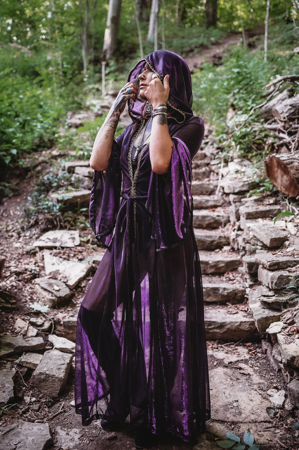 Priestess Cloak: Sheer with Royal Gold Trim