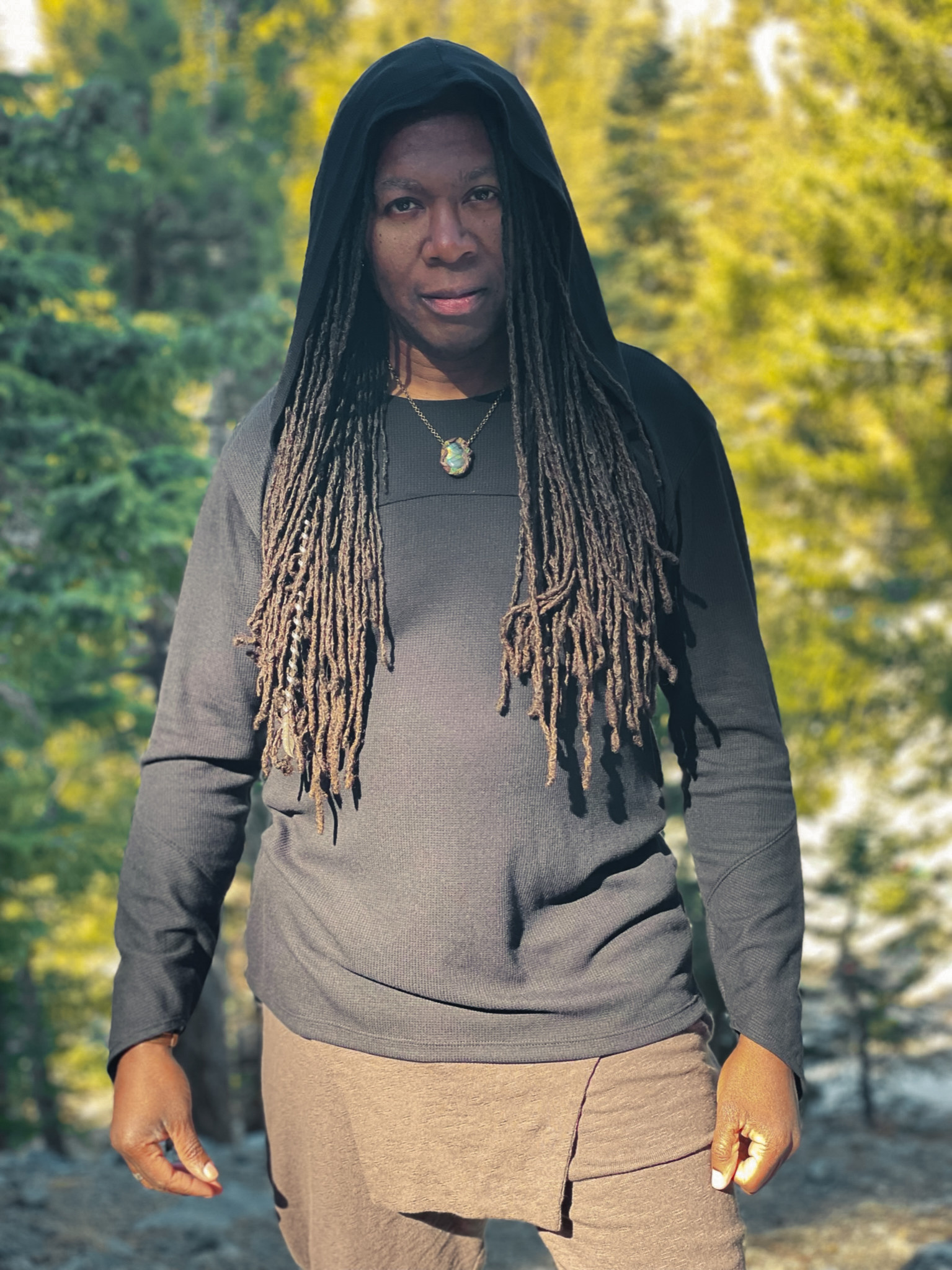 Knit Contrast Tunic Hoodie