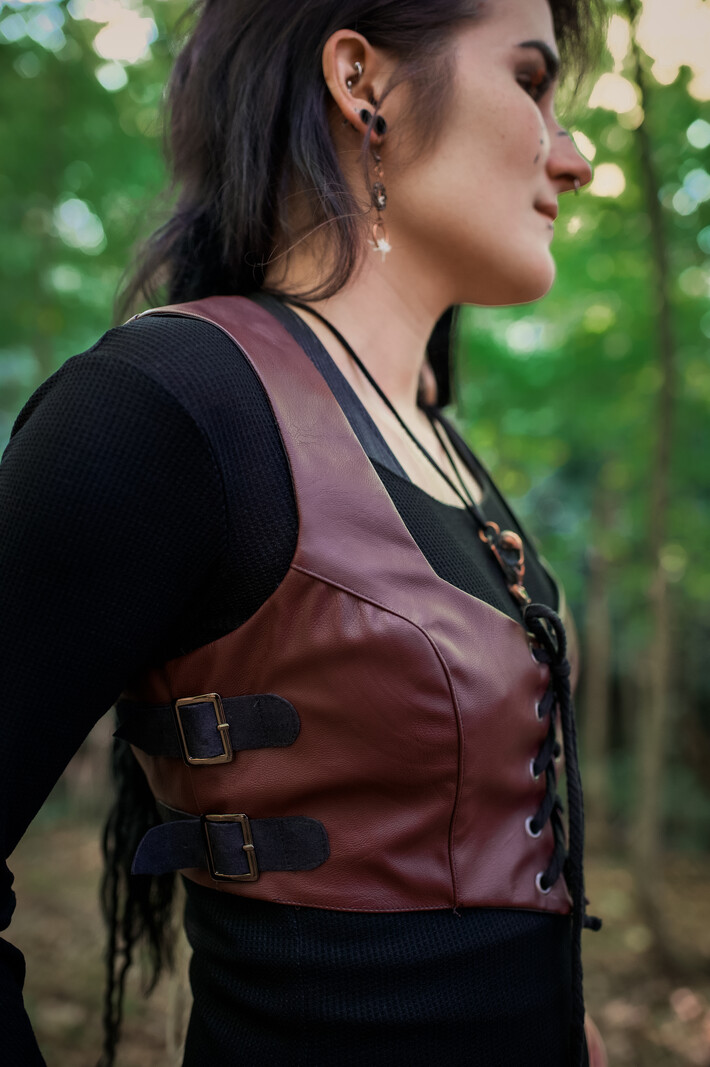 Adjustable Buckle Vest: Faux Leather