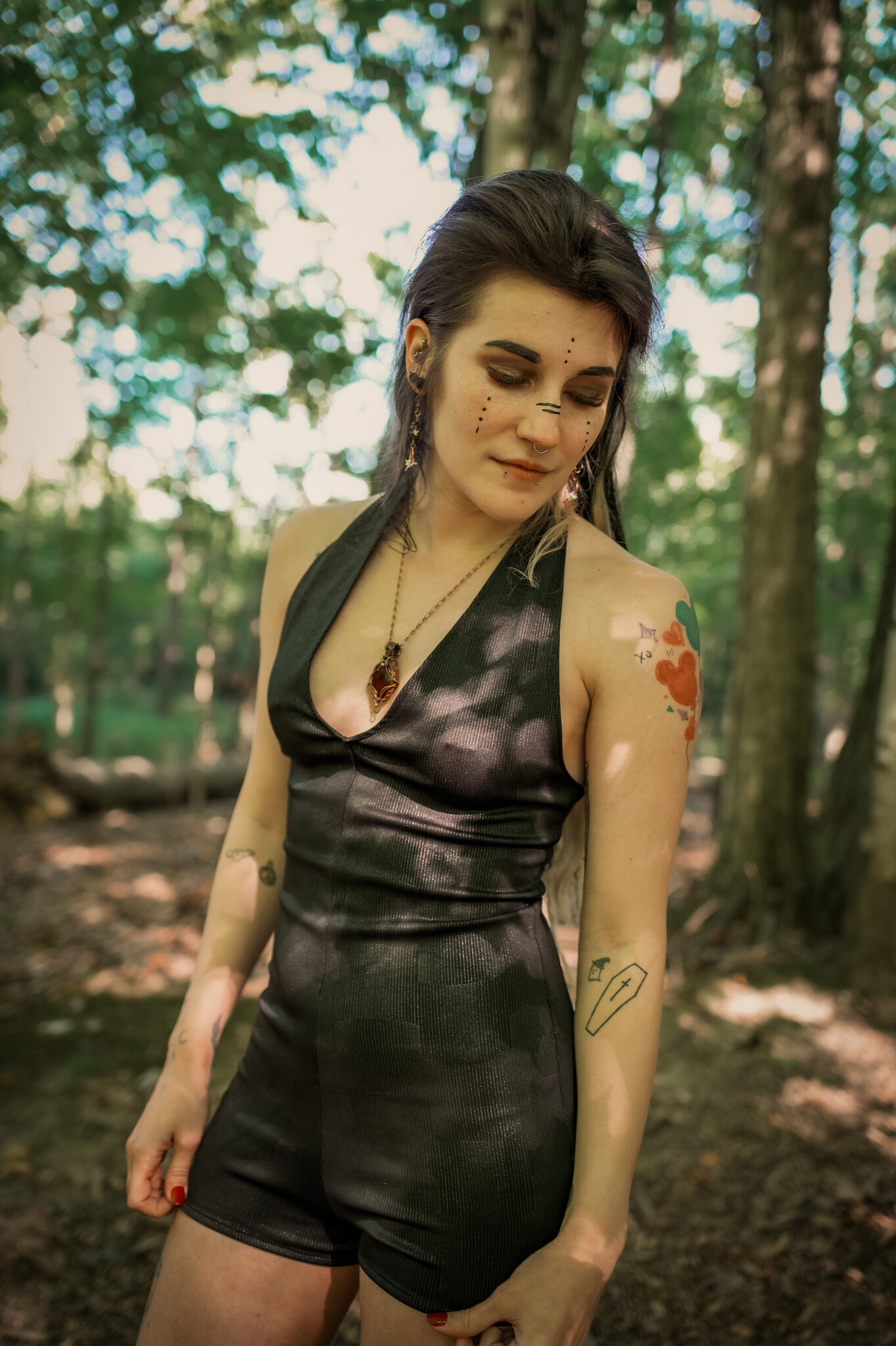 Romper: Metallic Knit