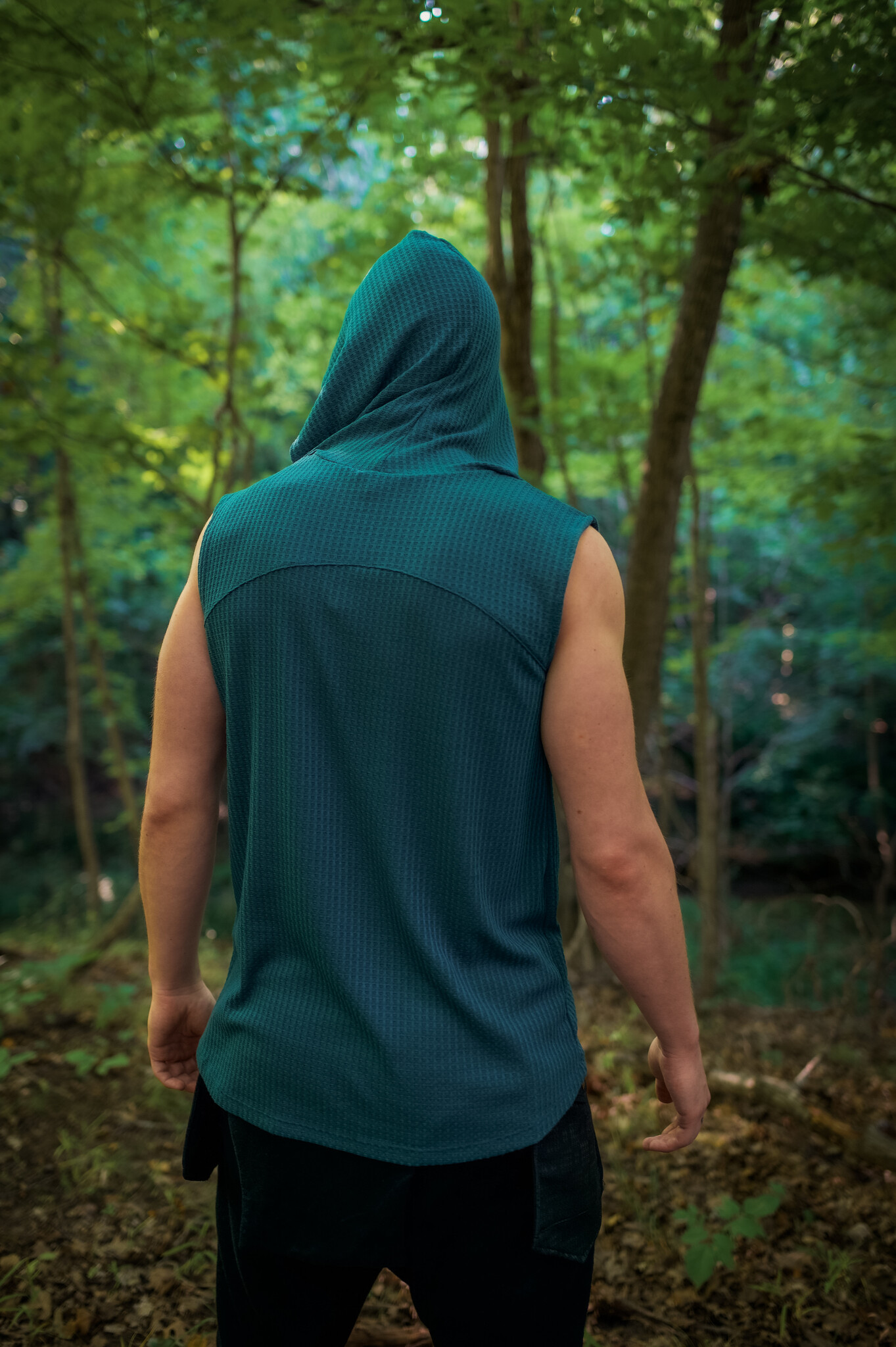 Waffle Knit Tunic Hoodie : Sleeveless