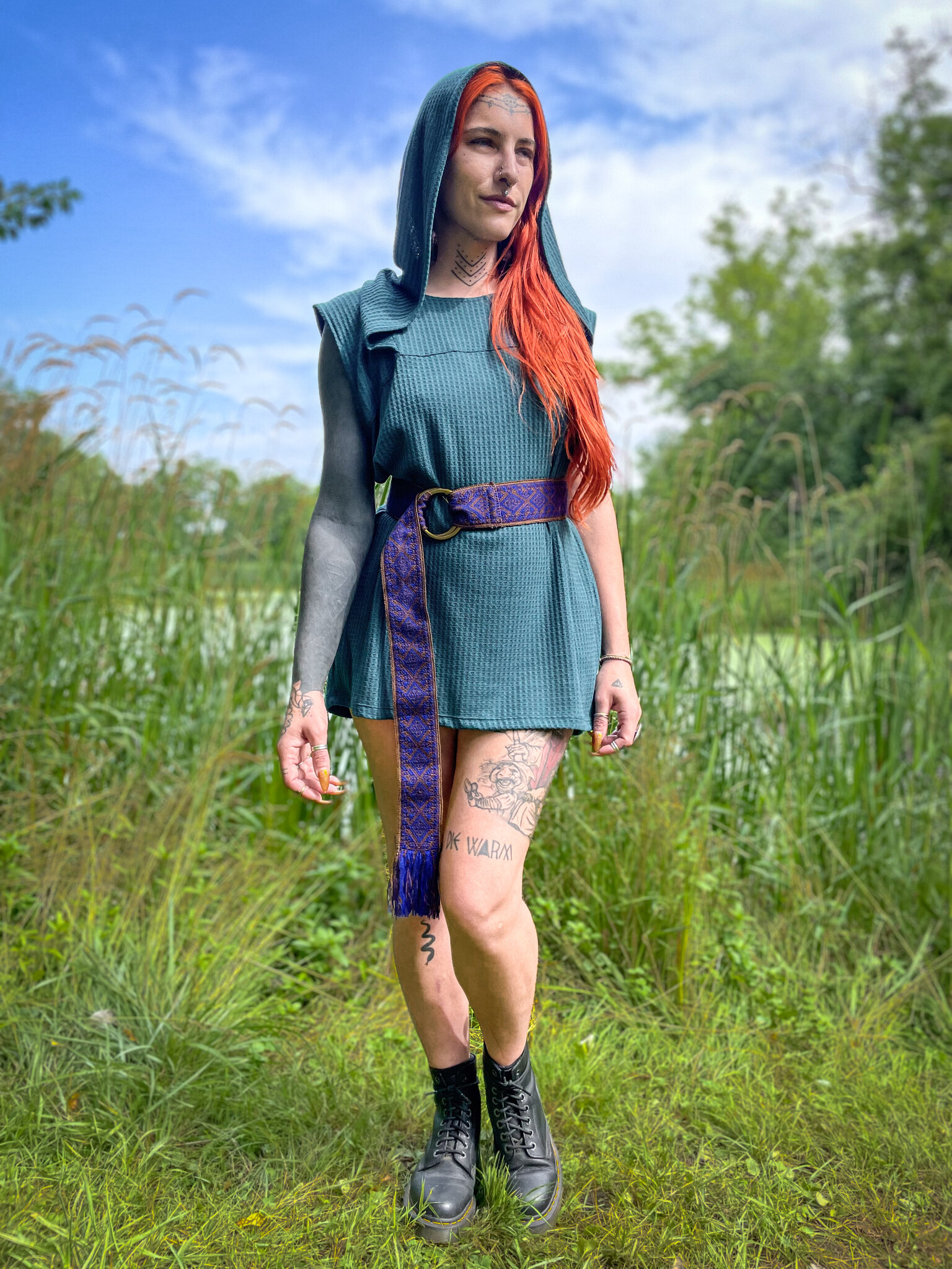 Waffle Knit Tunic Hoodie : Sleeveless