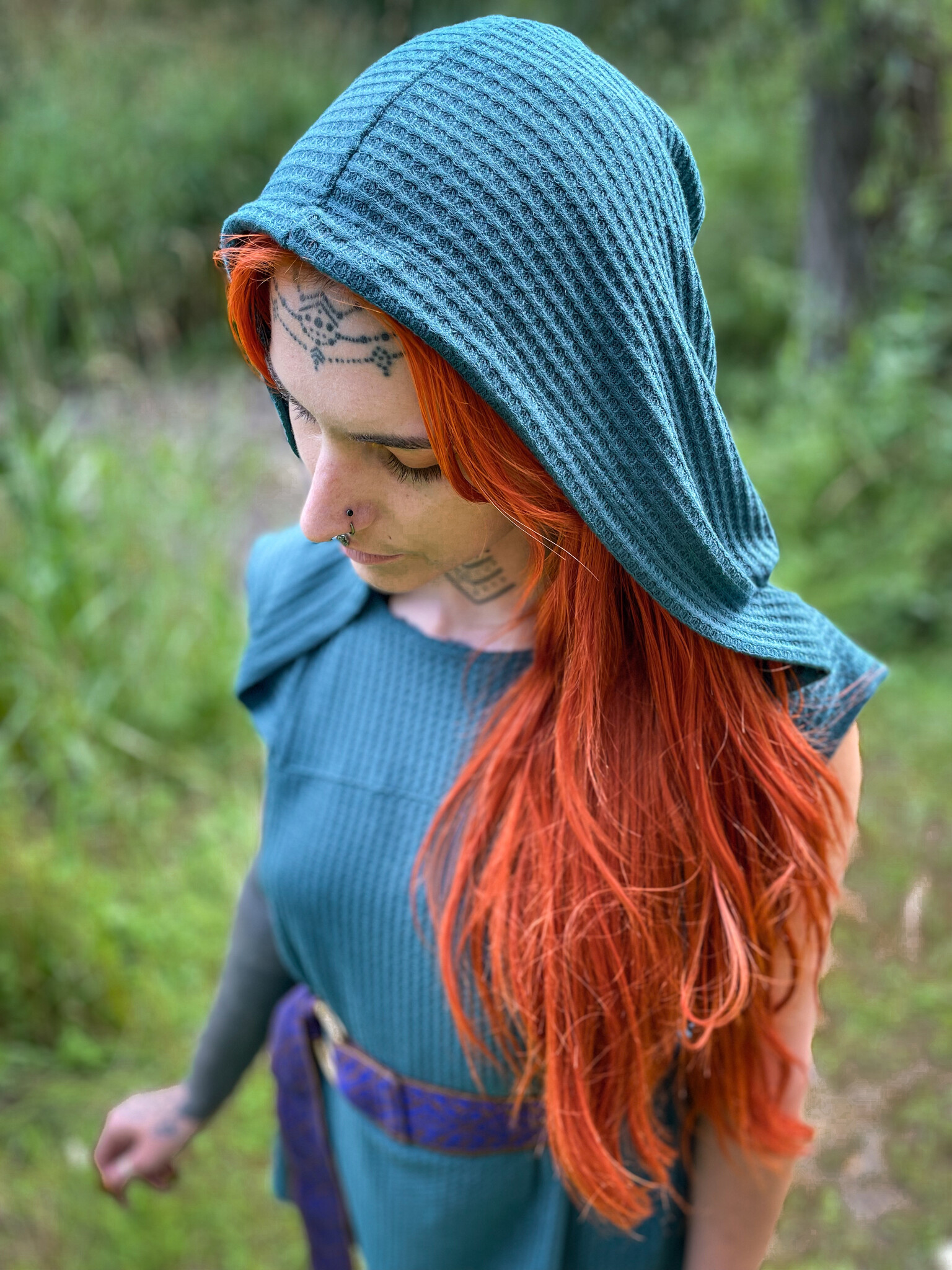 Waffle Knit Tunic Hoodie : Sleeveless