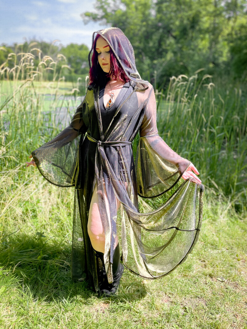 Priestess Cloak: Sheer with Gold Amulet