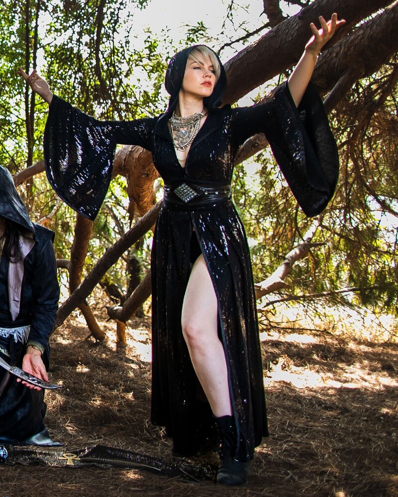 Priestess Cloak: Black Sequin