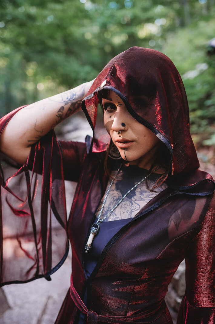 Priestess Cloak: Sheer with Gold Amulet