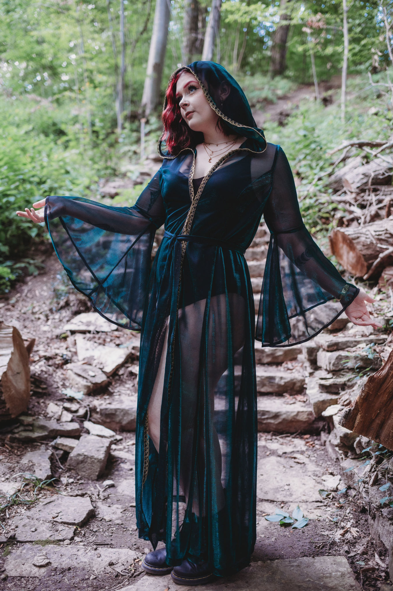 Priestess Cloak: Sheer with Royal Gold Trim