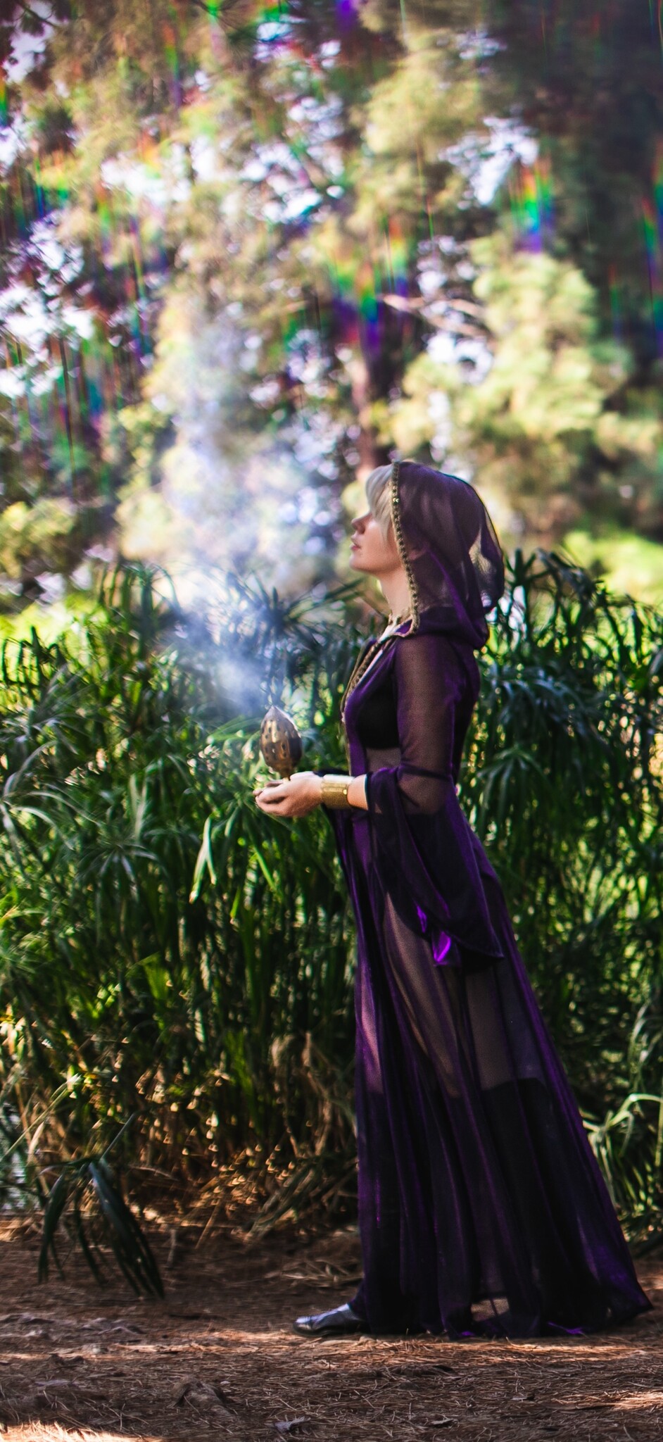 Priestess Cloak: Sheer with Royal Gold Trim