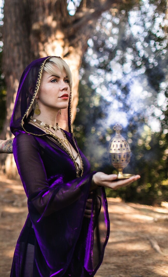 Priestess Cloak: Sheer with Royal Gold Trim
