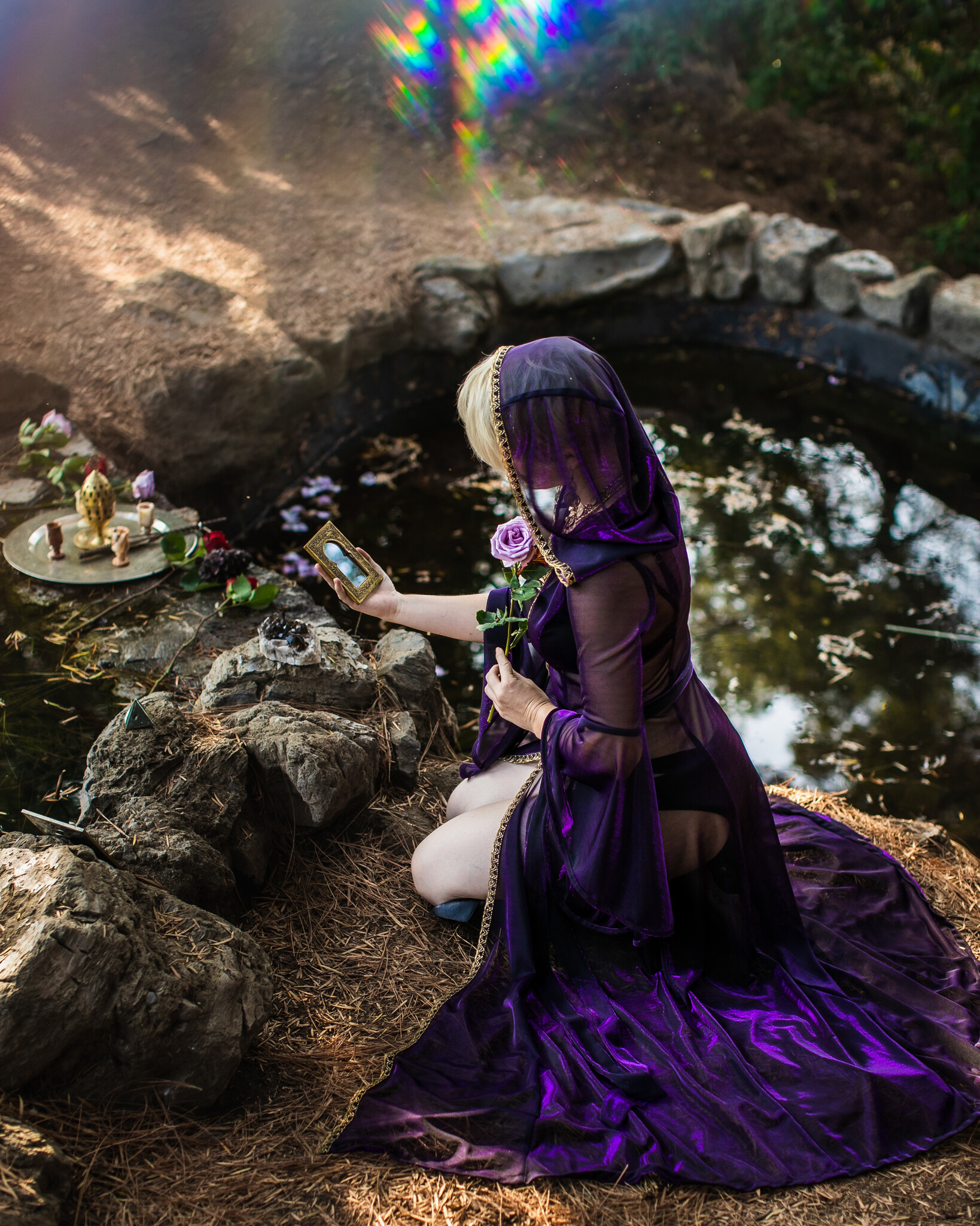 Priestess Cloak: Sheer with Royal Gold Trim