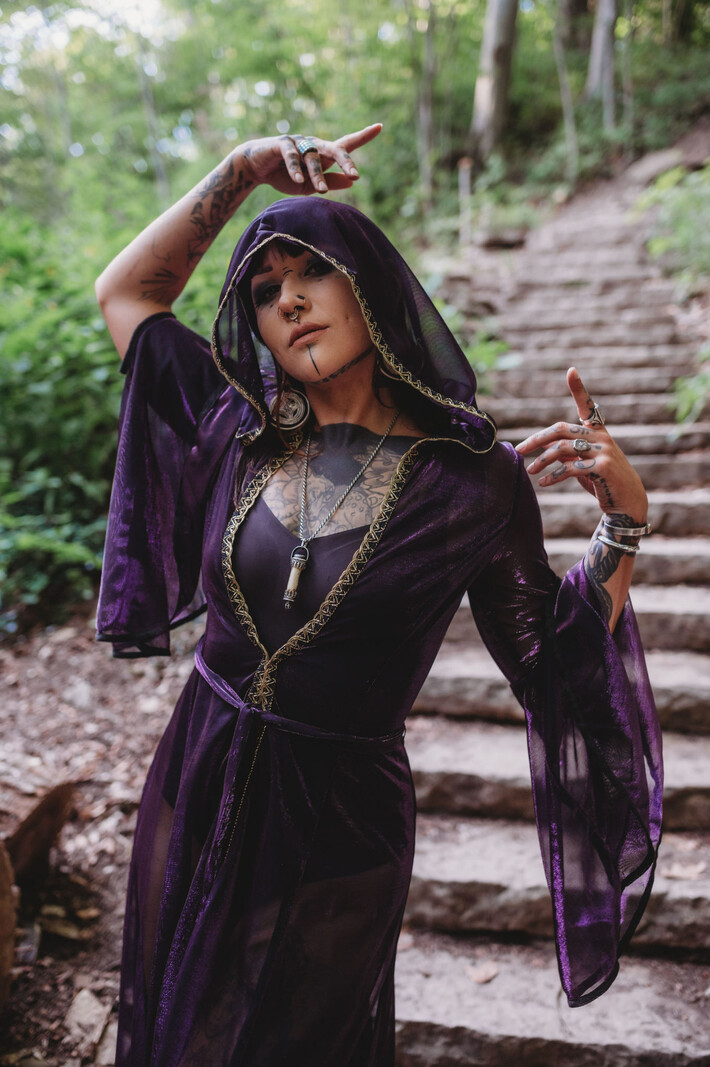 Priestess Cloak: Sheer with Royal Gold Trim