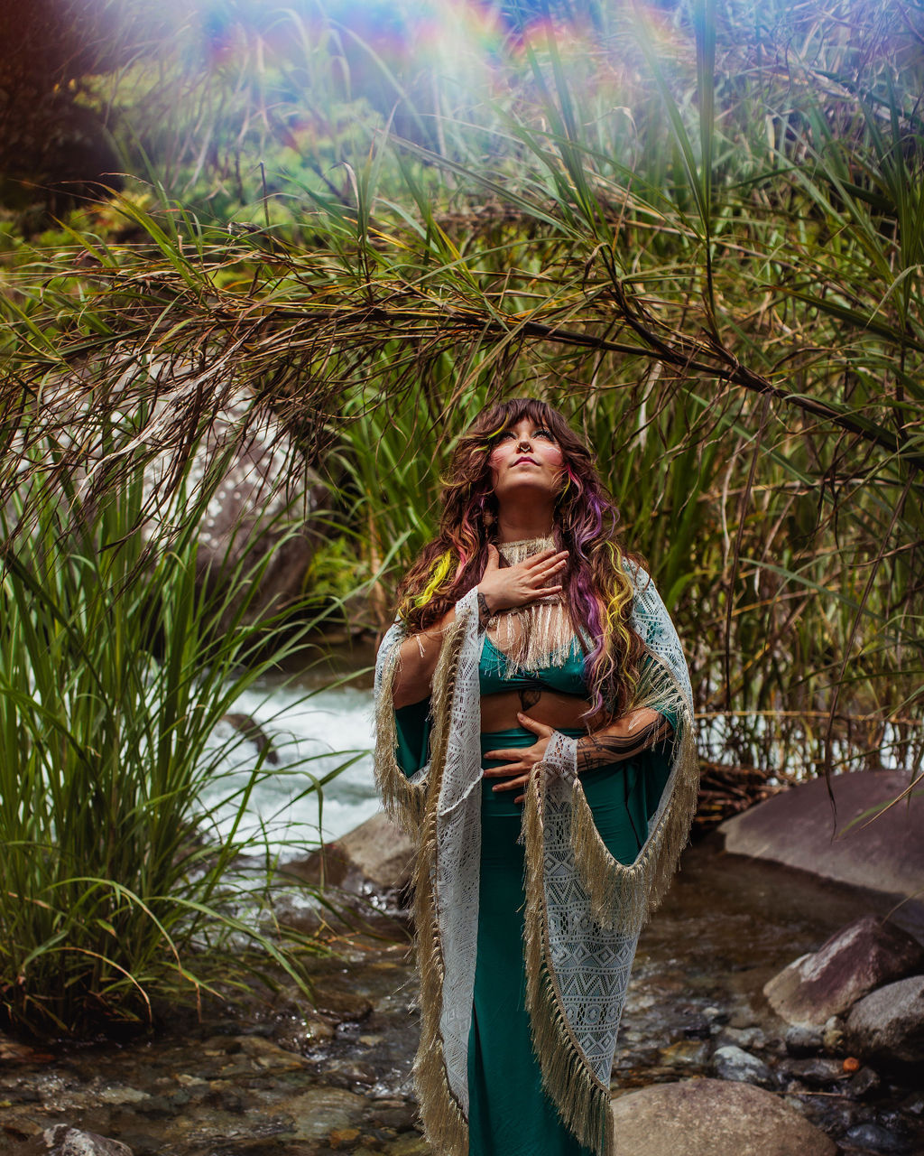 Art Deco Lace Cape: White Fringe