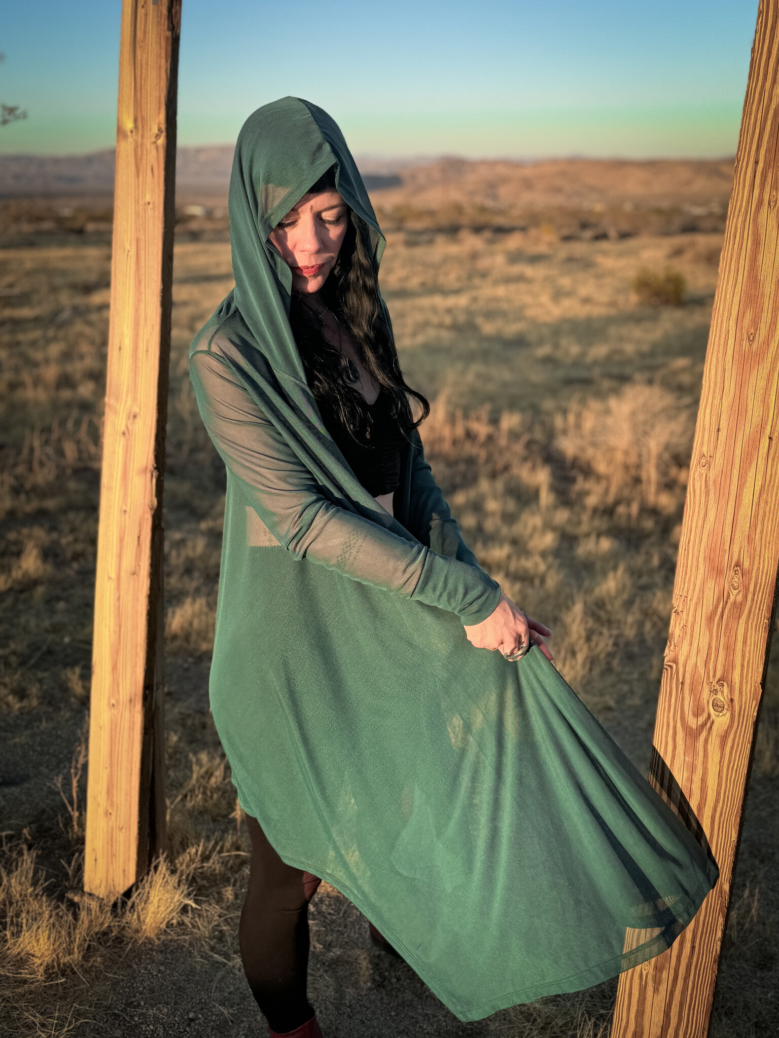 Hooded Mantle Wrap: Mesh + Clover