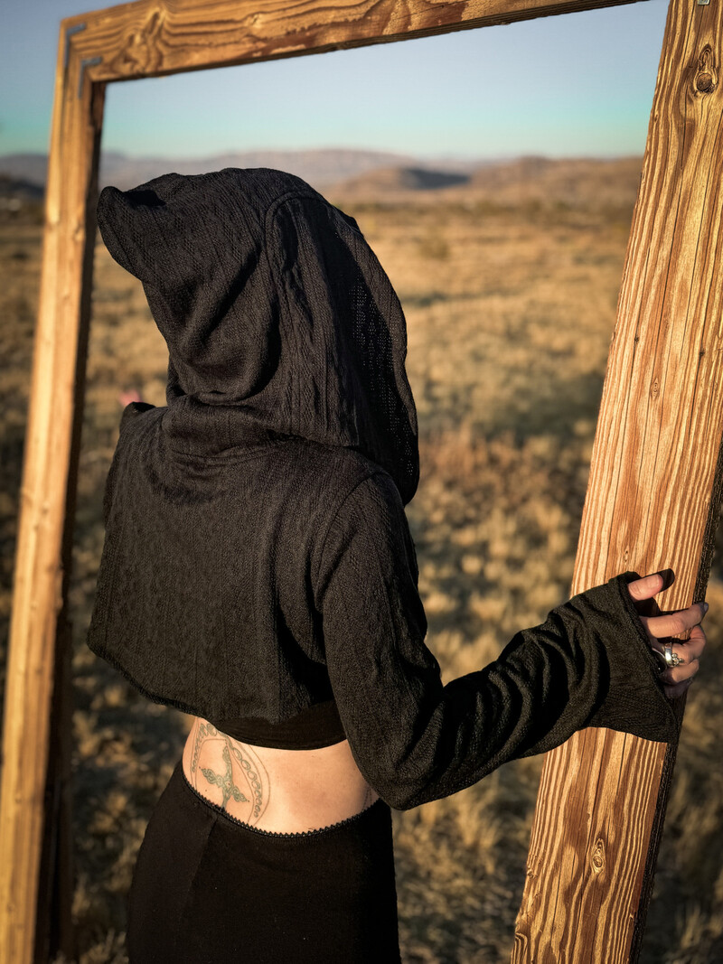Opal Moon Designs Hooded Shrug: Sweater Knit Black