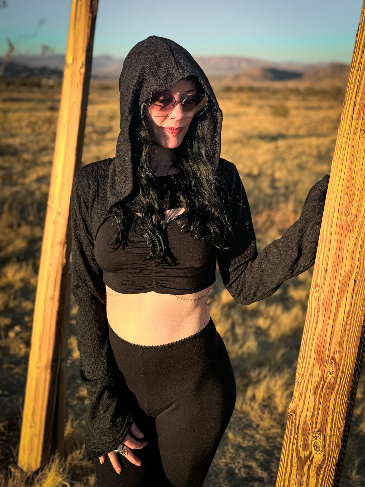 Opal Moon Designs Hooded Shrug: Sweater Knit Black