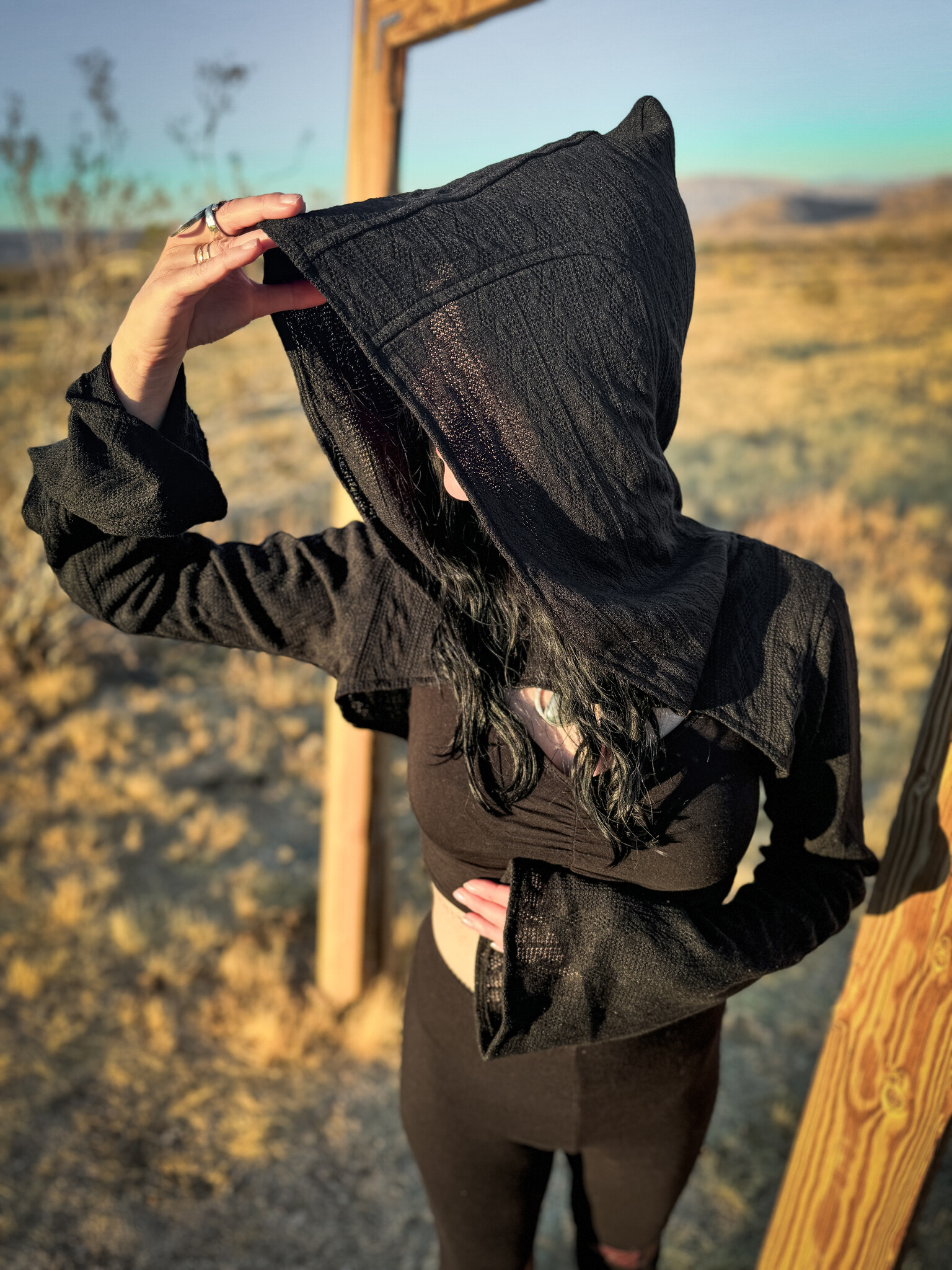 Opal Moon Designs Hooded Shrug: Sweater Knit Black