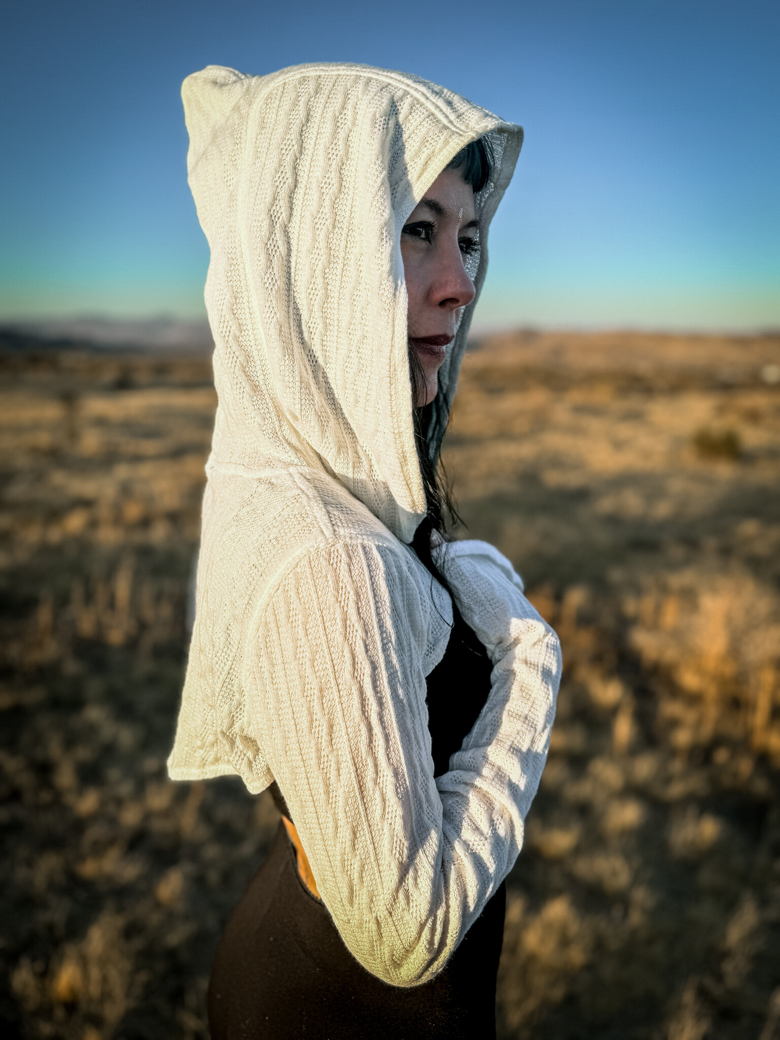 Hooded Shrug: Sweater Knit in Winter White