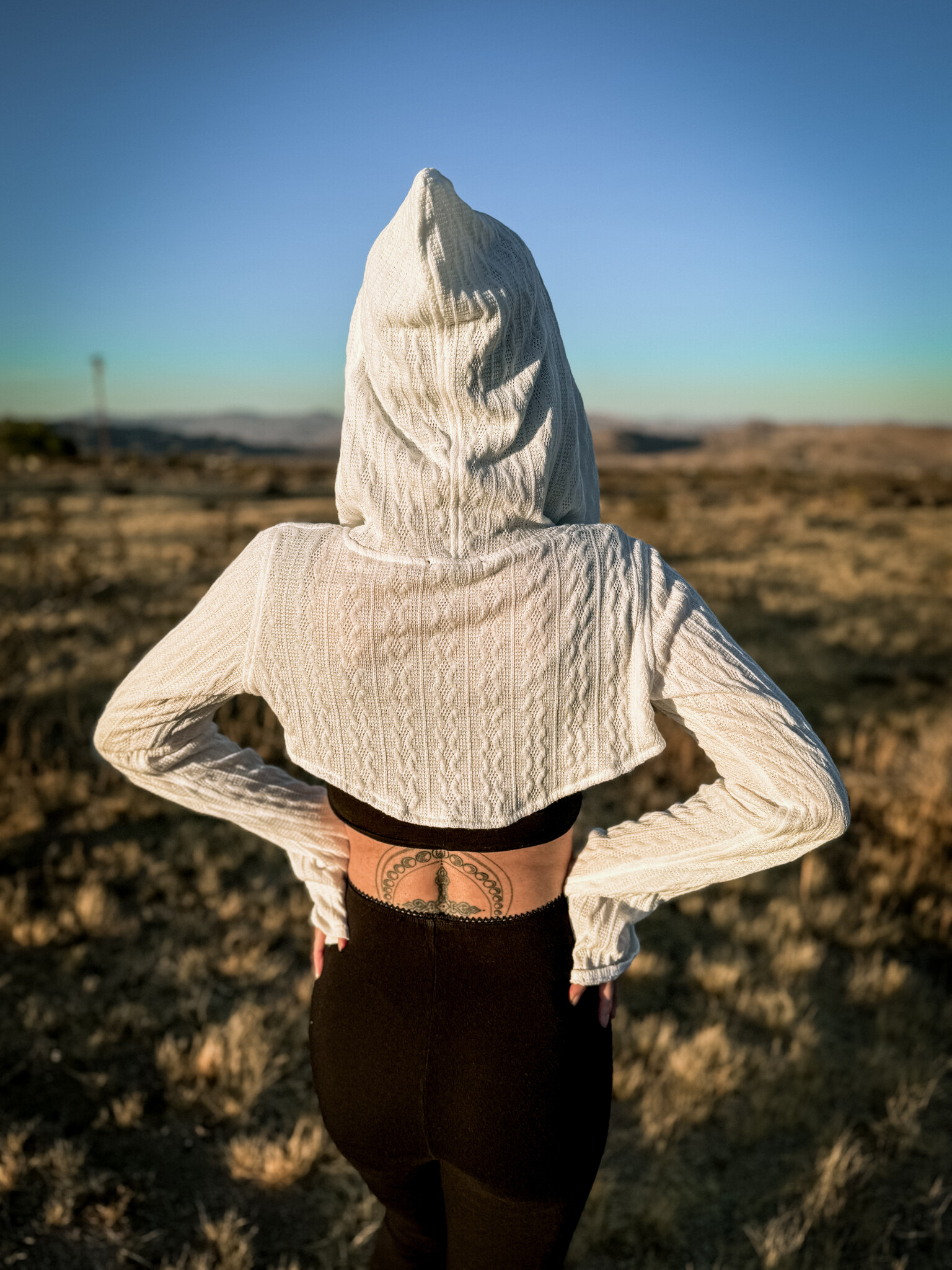 Hooded Shrug: Sweater Knit in Winter White