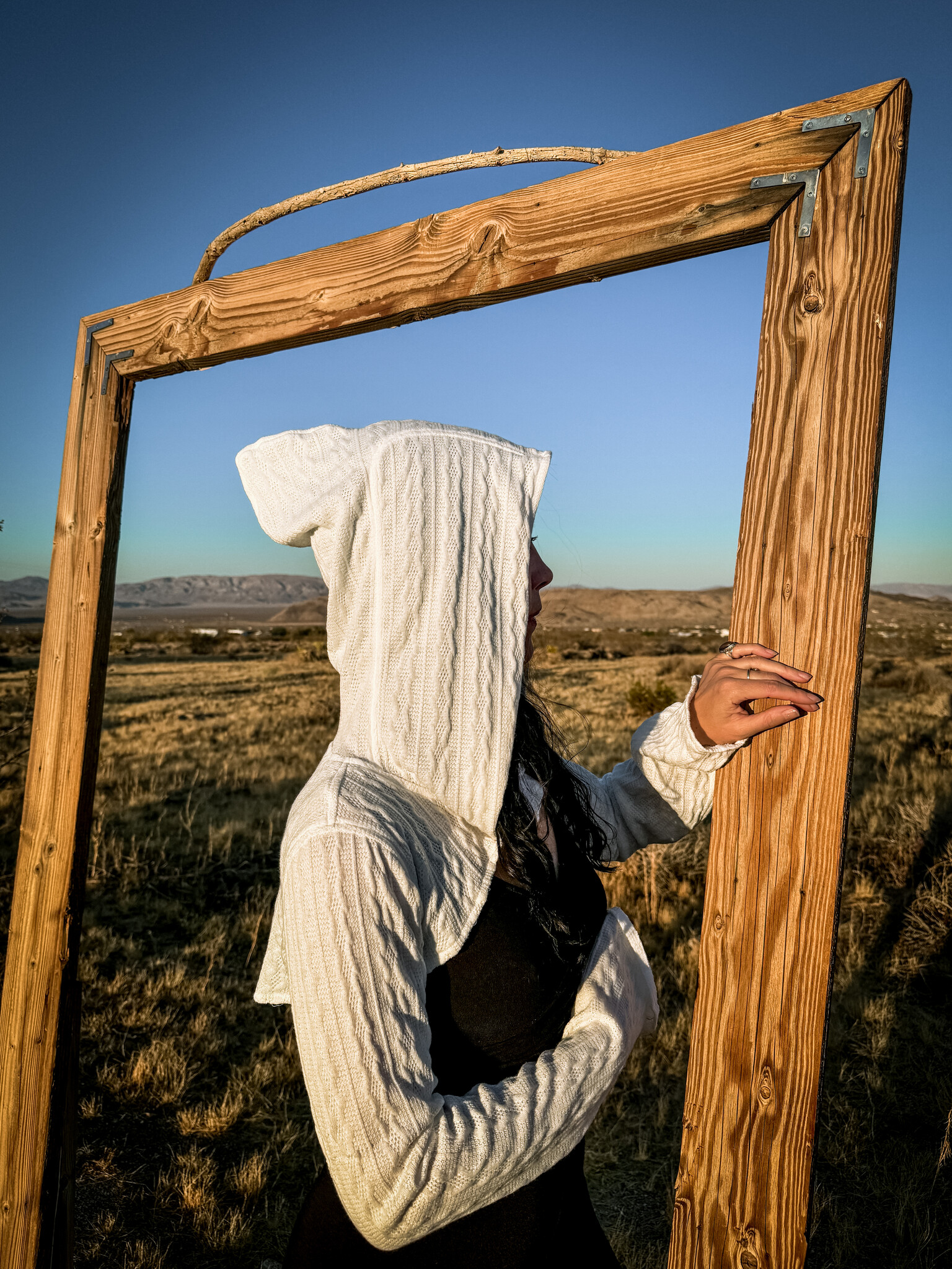 Hooded Shrug: Sweater Knit in Winter White