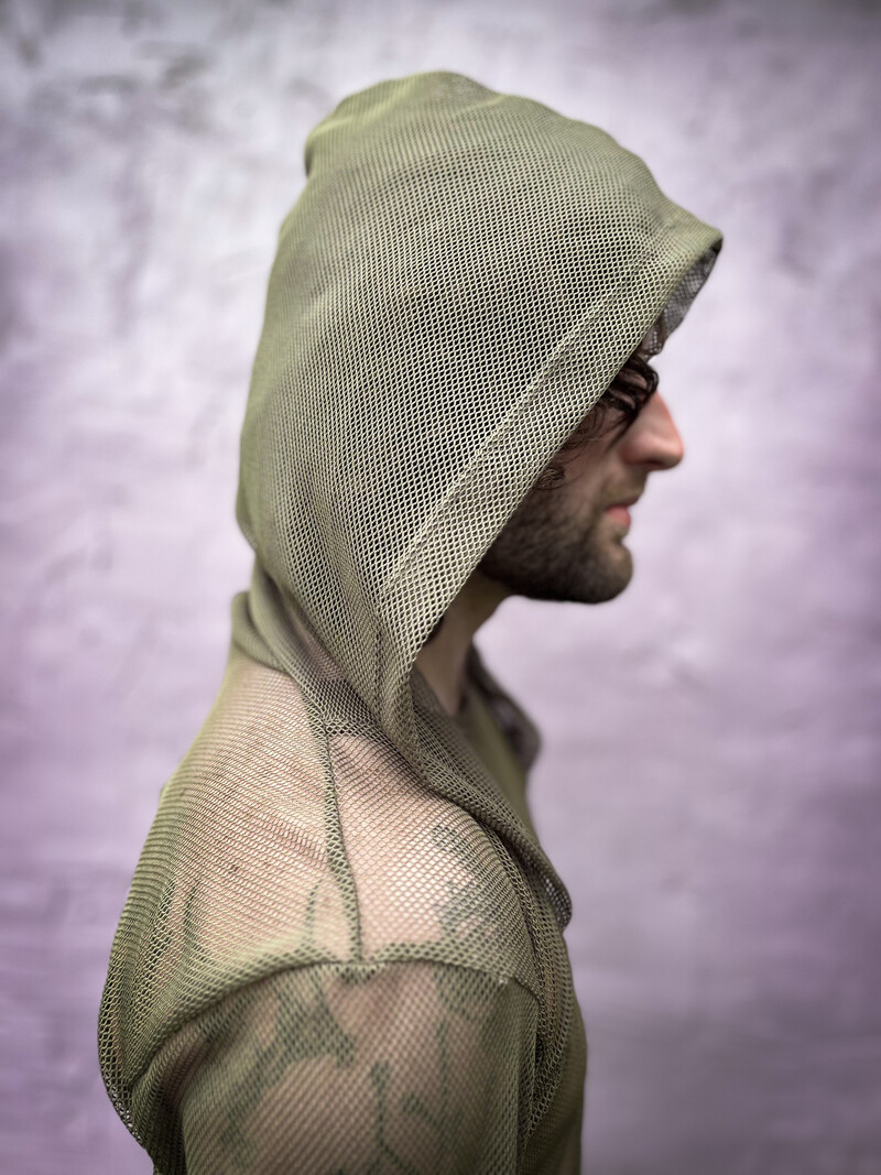 LS Mesh Tunic Hoodie: Moss Green - Opal Moon Designs