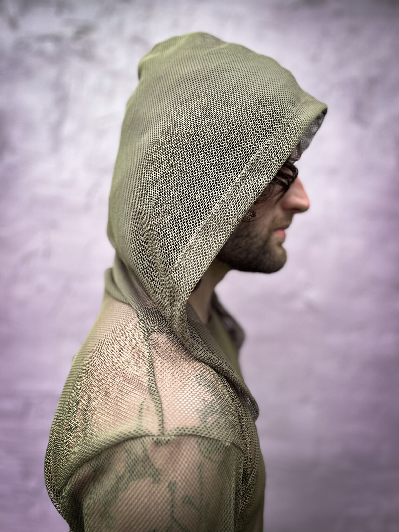 Mesh Tunic Hoodie: Moss Green