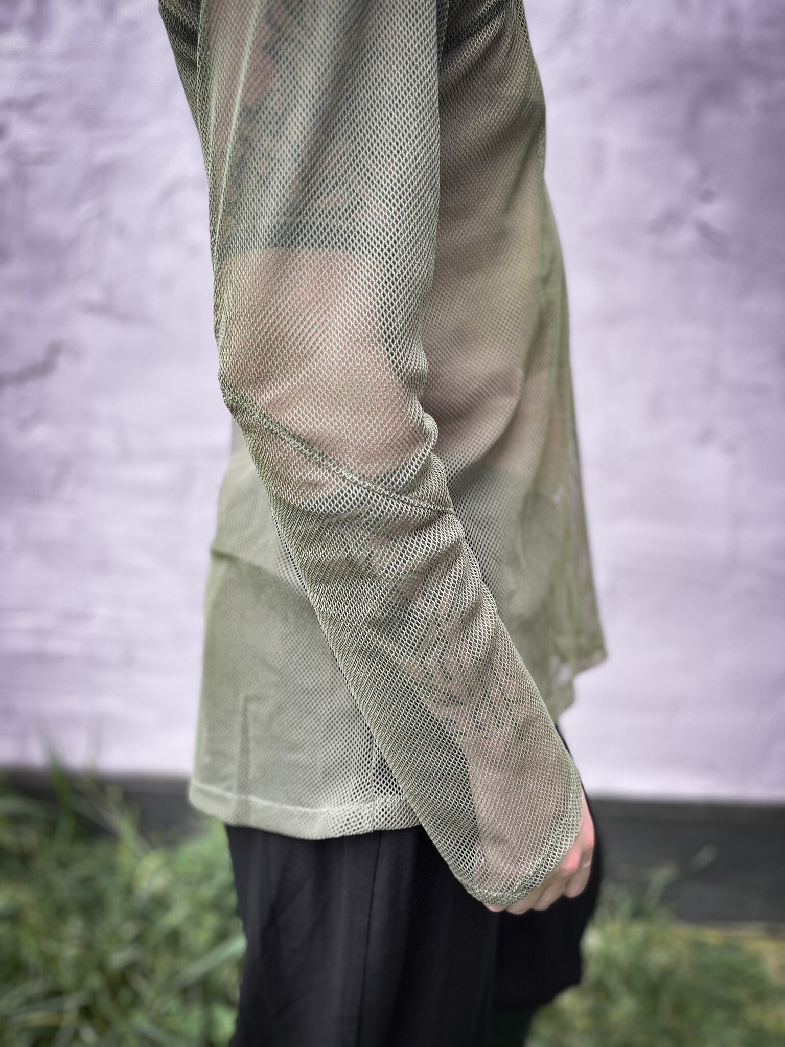 Mesh Tunic Hoodie: Moss Green