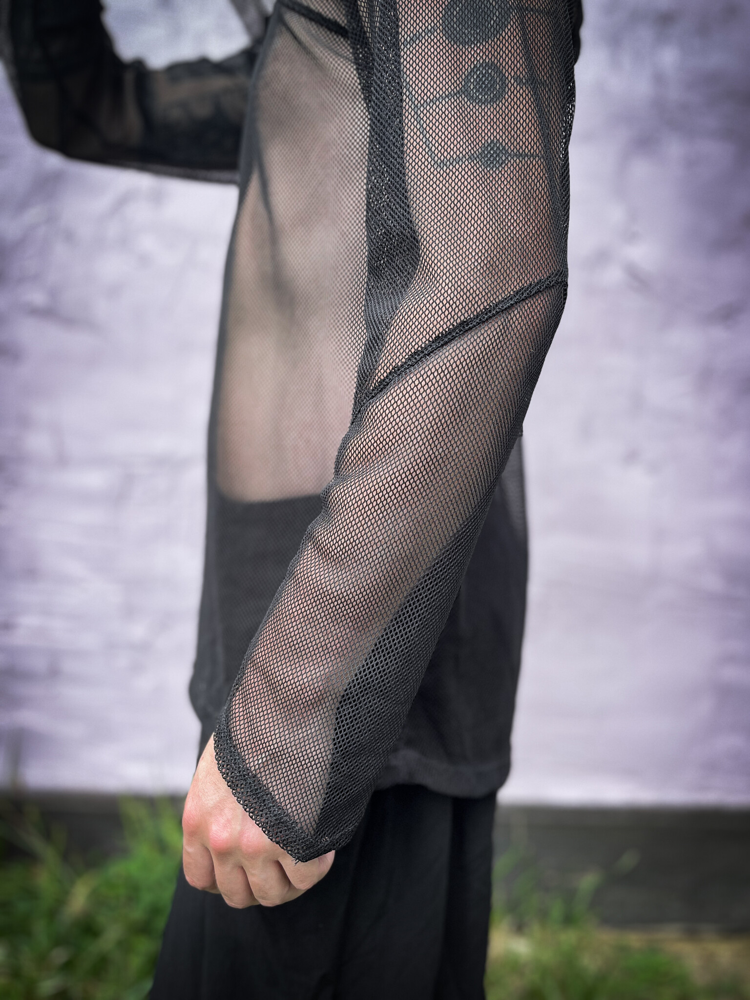 Mesh Tunic Hoodie: Black