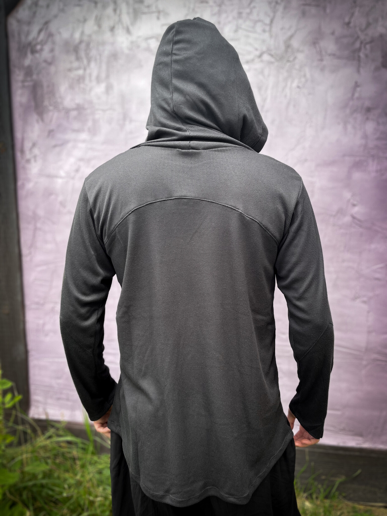 Thermal Knit Hoodie: Black