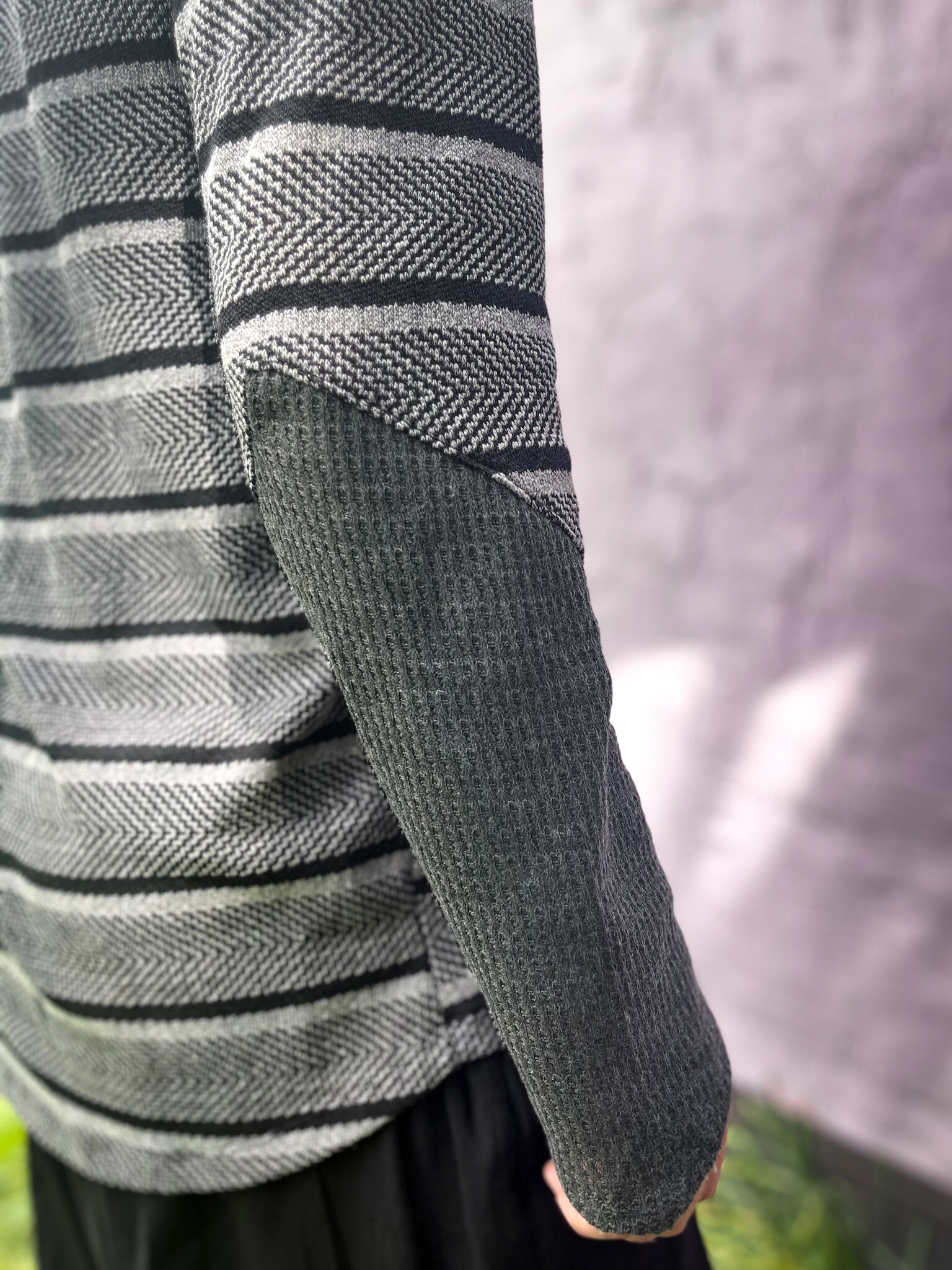 Opal Moon Designs Knit Contrast Hoodie: Berber + Grey