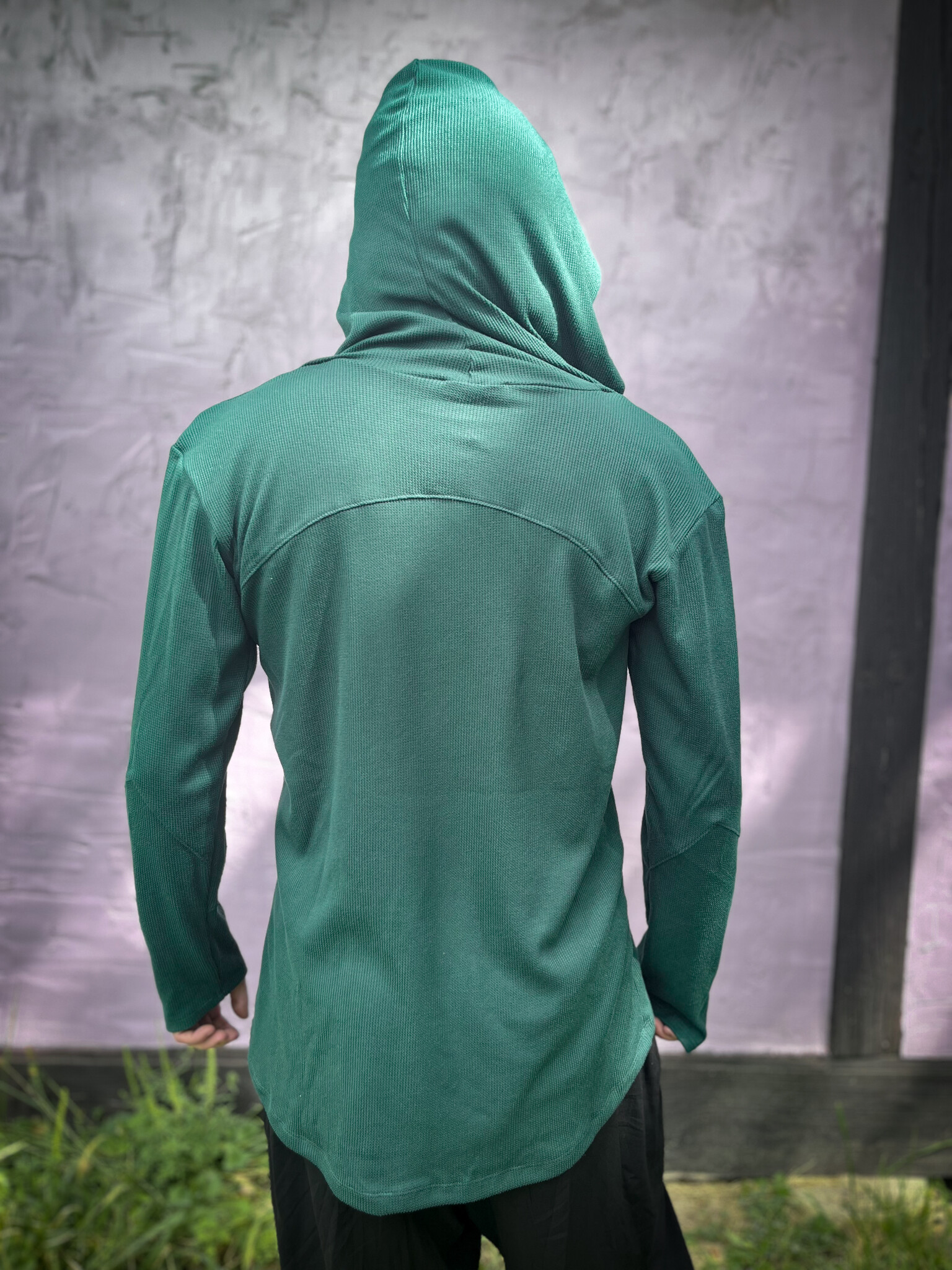 Thermal Knit Hoodie: Green