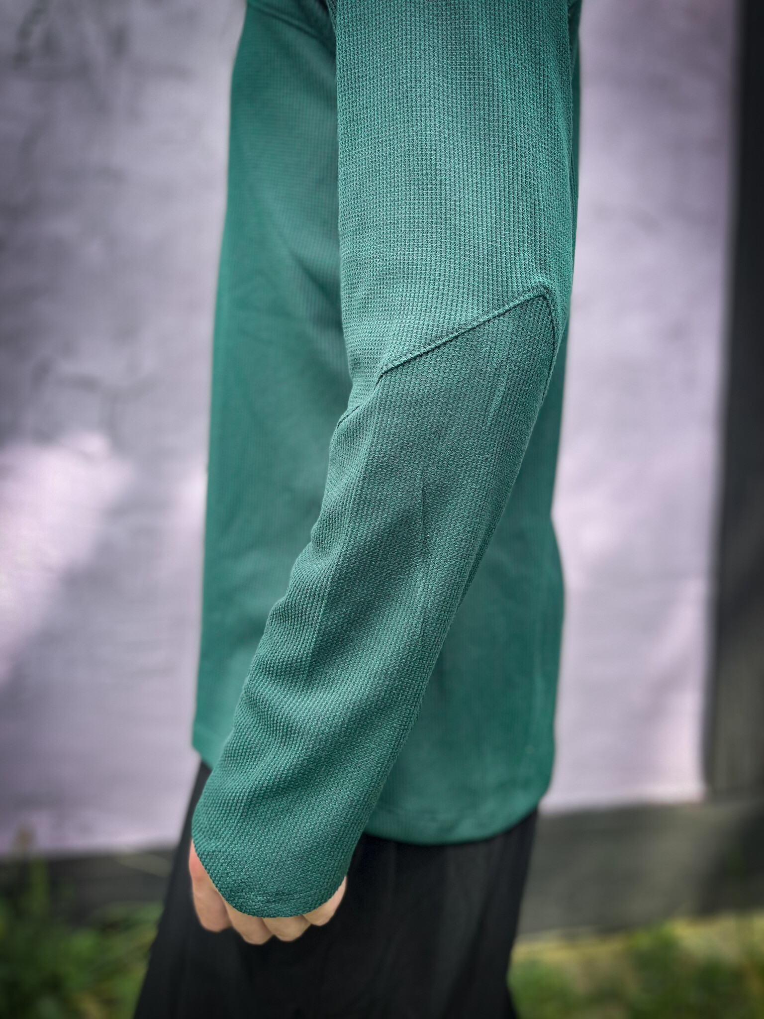 Thermal Knit Hoodie: Green