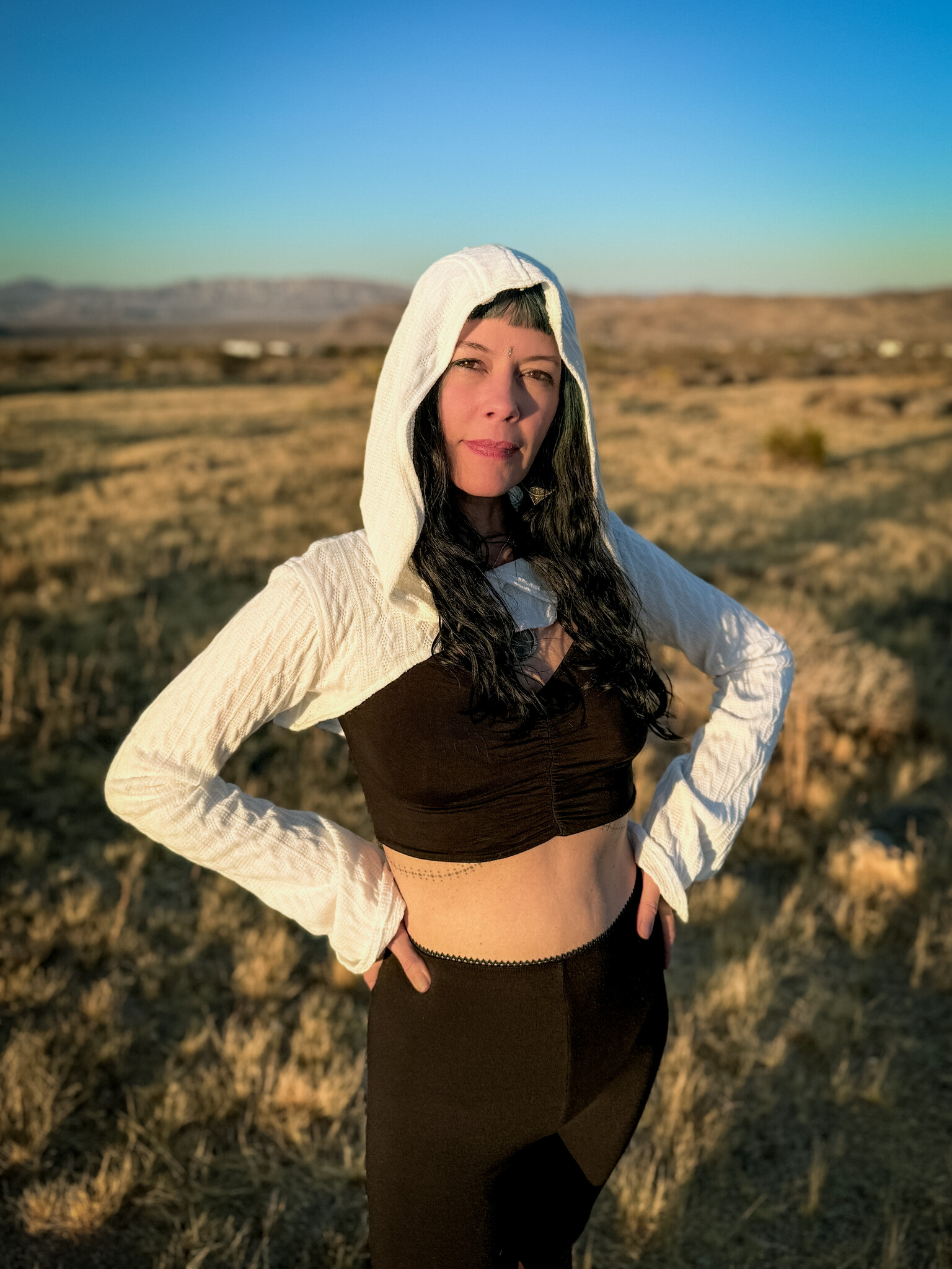 Hooded Shrug: Sweater Knit in Winter White