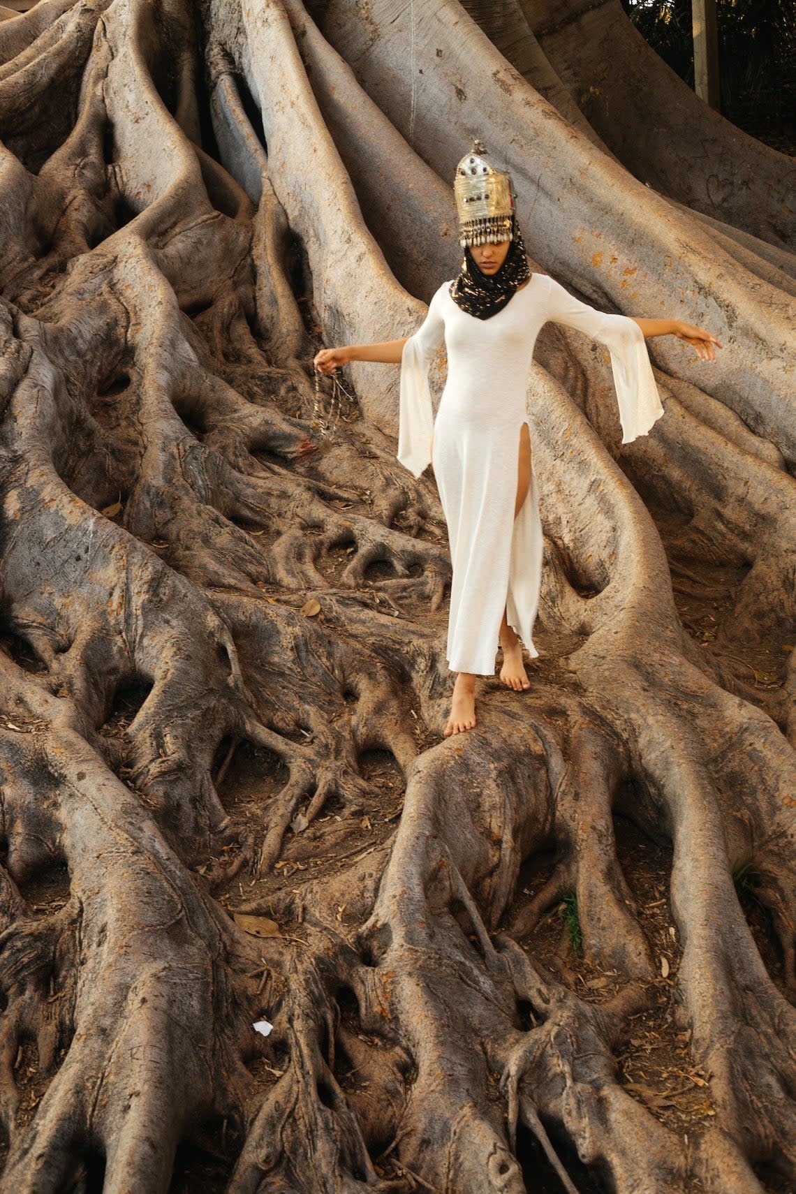 Long Sleeve Panel Dress: Winter White