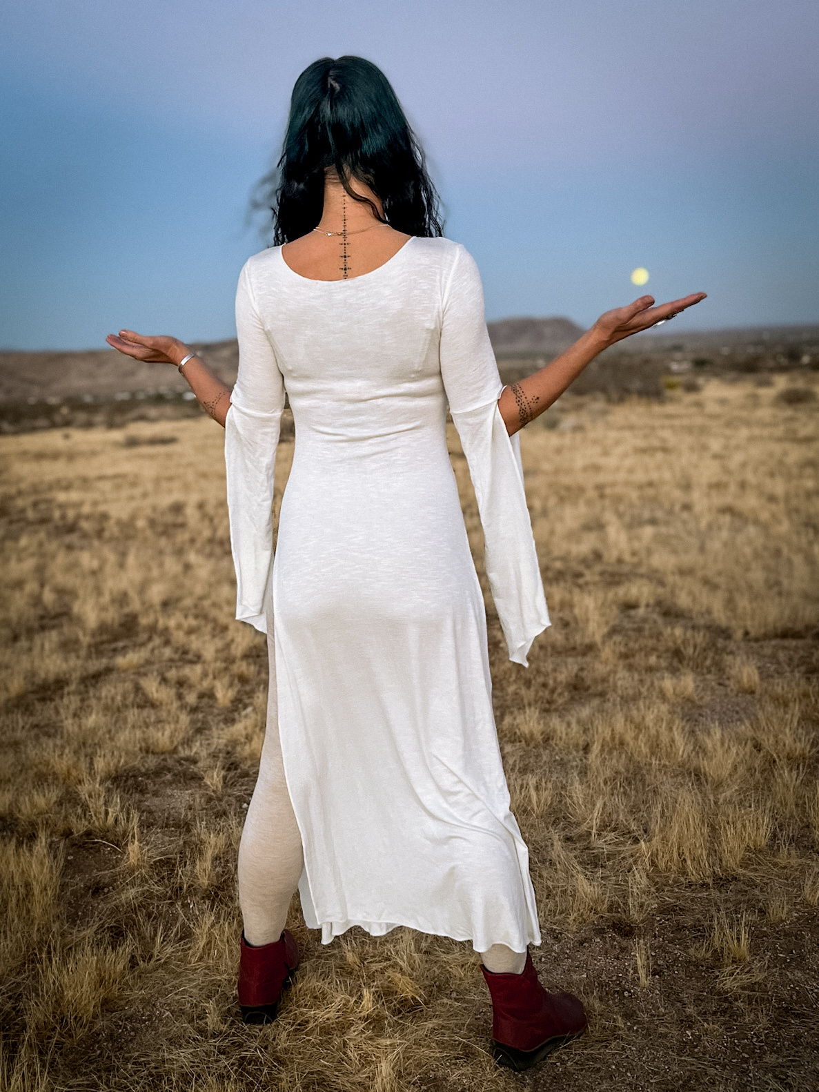 Long Sleeve Panel Dress: Winter White