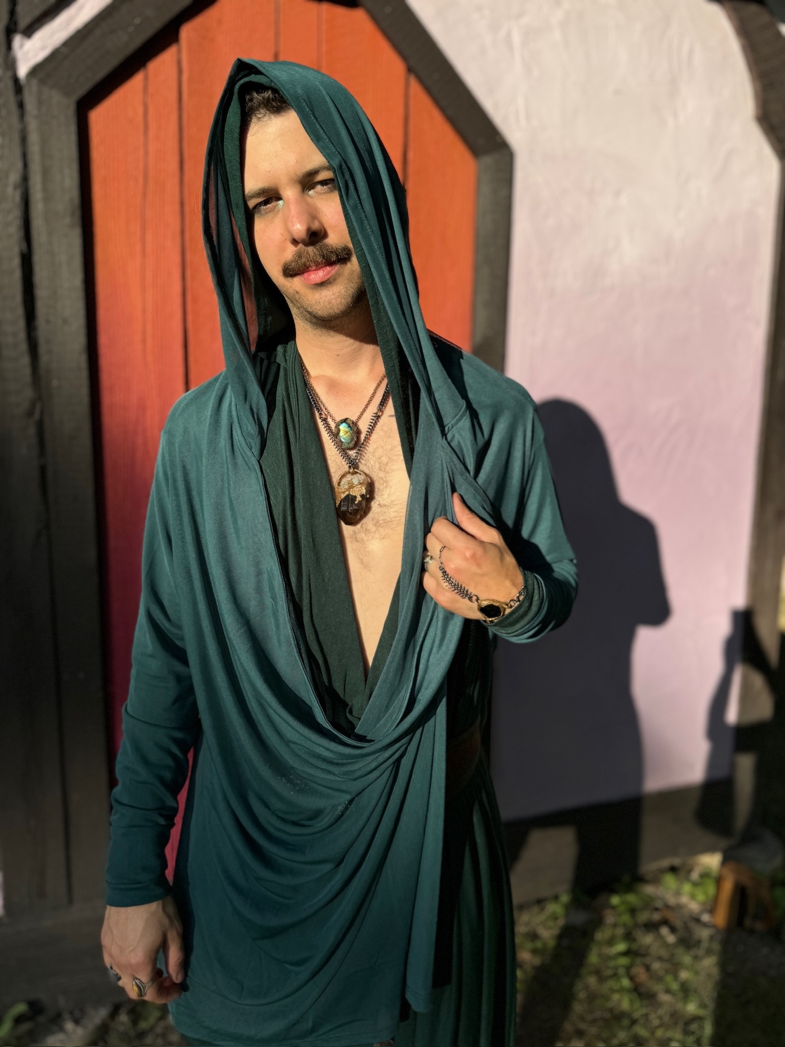 Hooded Mantle Wrap: Mesh + Clover