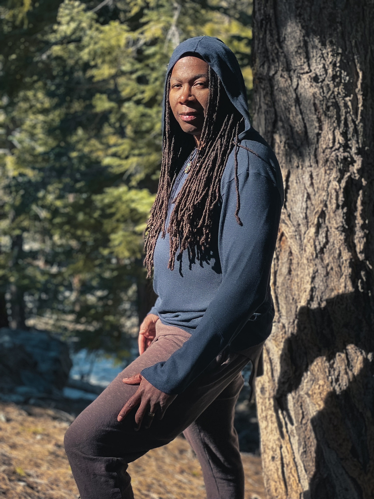 Knit Contrast Tunic Hoodie