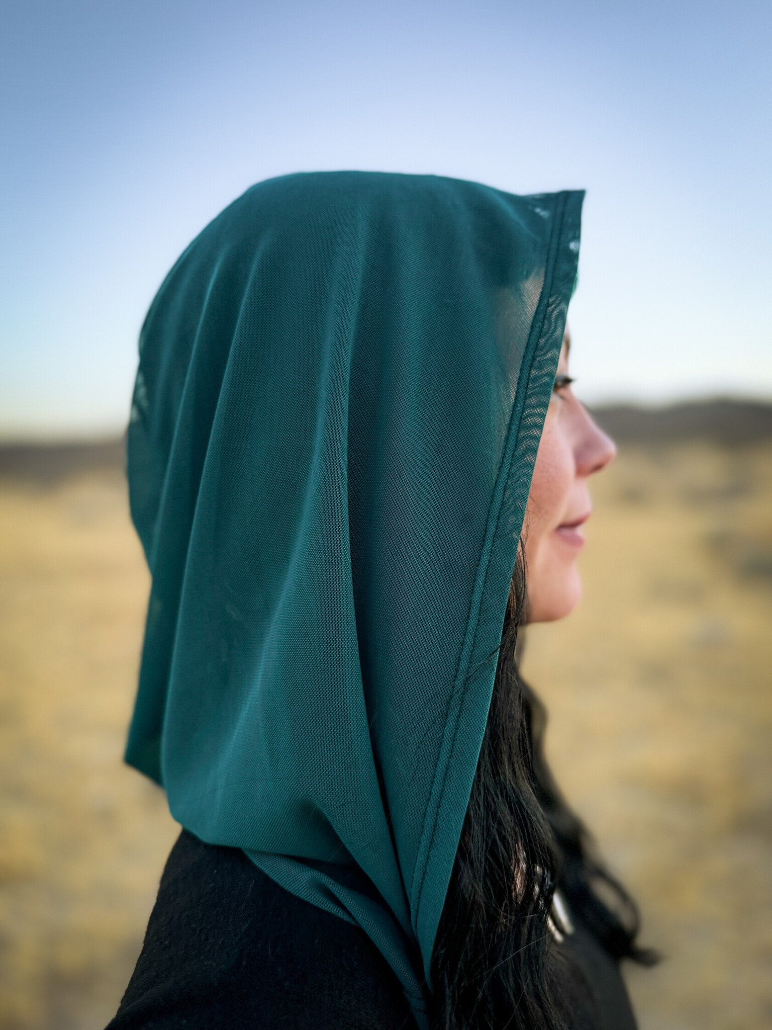 Hooded Tunic Top: Contrast Black/Clover