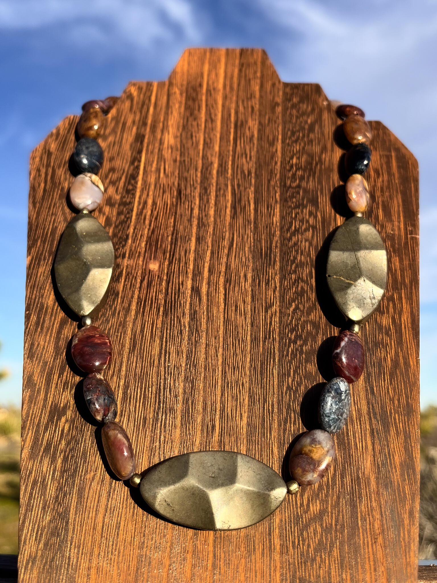 The StormCaller's Necklace - Pietersite and Pyrite