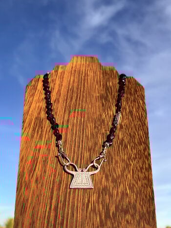 Ancestral Garnet Spirit Lock Necklace- Small
