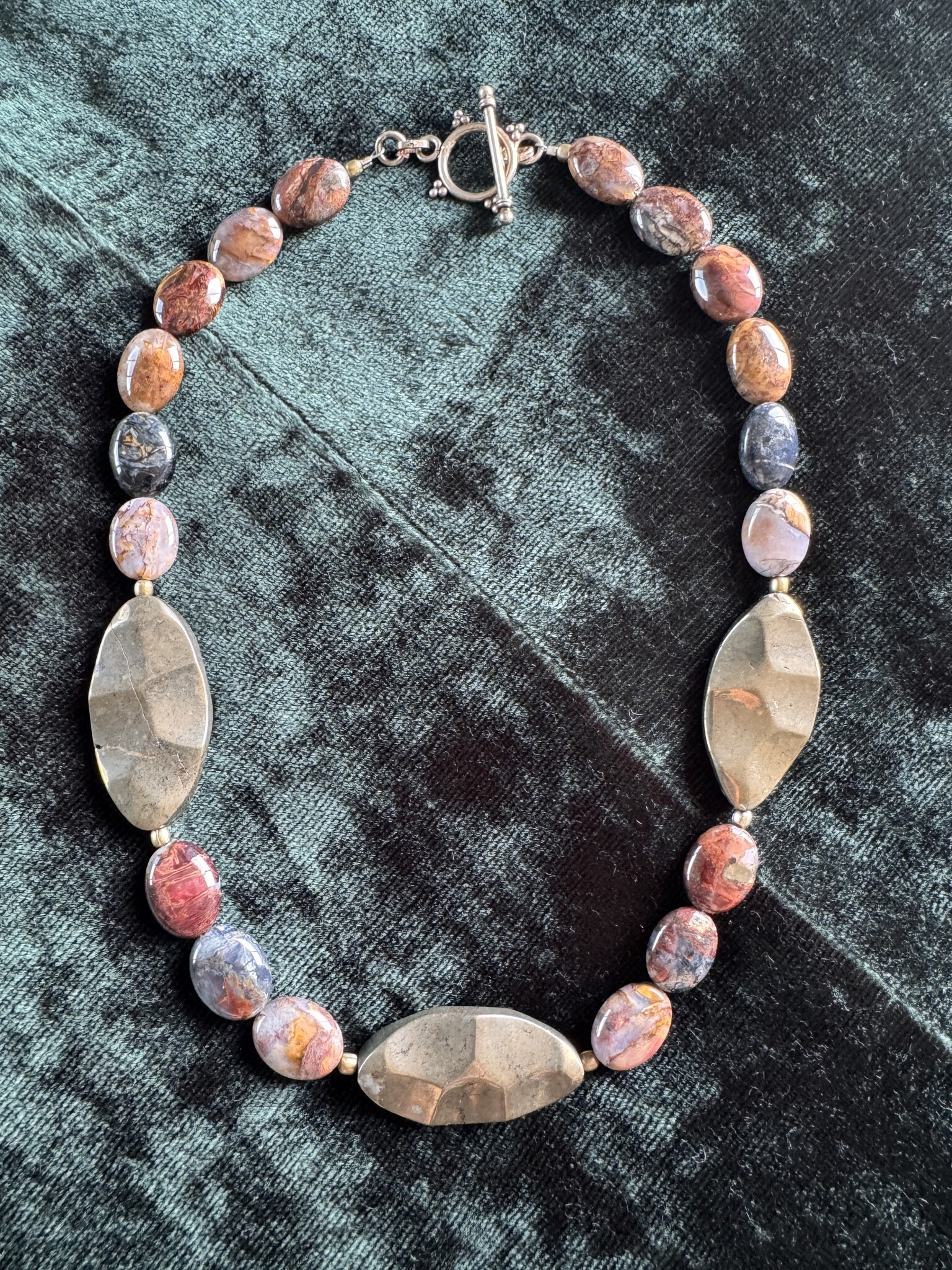 The StormCaller's Necklace - Pietersite and Pyrite