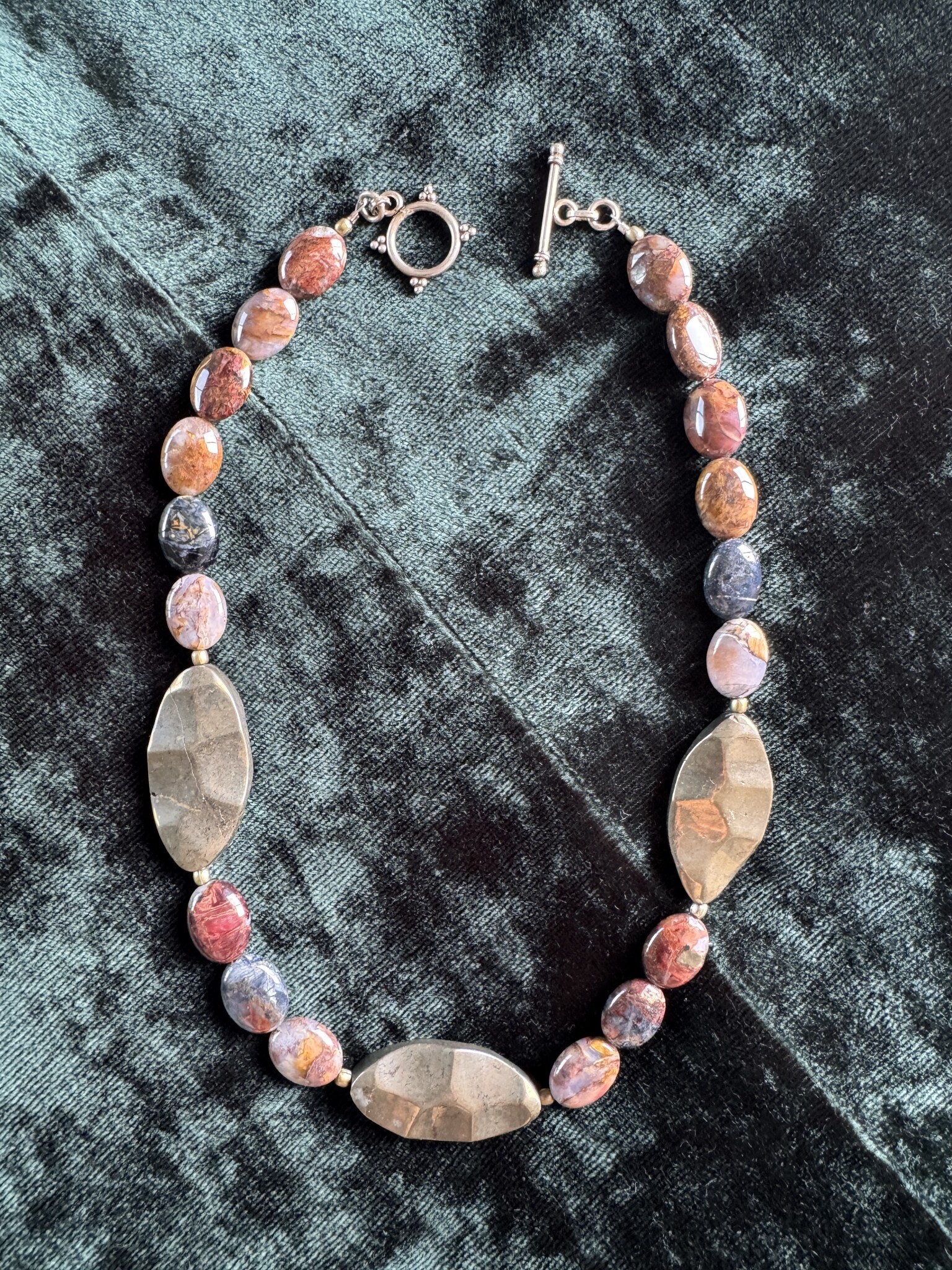 The StormCaller's Necklace - Pietersite and Pyrite