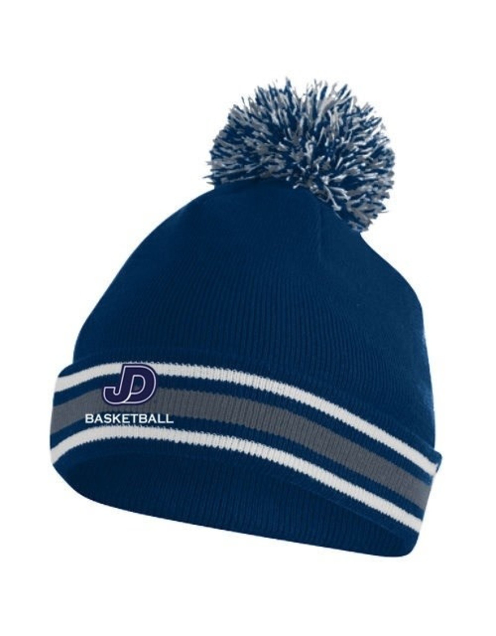 NON-UNIFORM Embroidered Knit Hat in navy, white and grey with JD Basketball embroidered