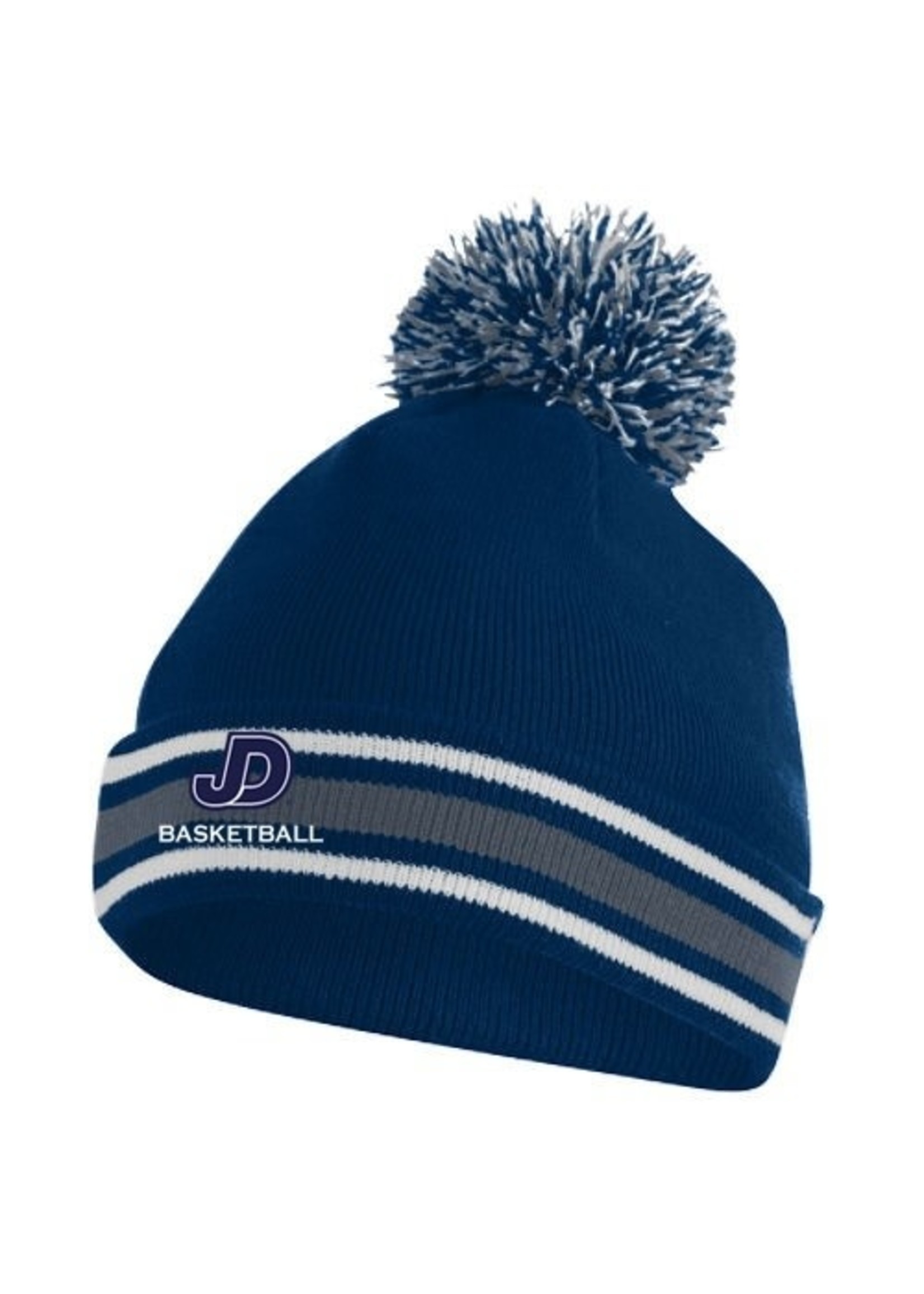 NON-UNIFORM Embroidered Knit Hat in navy, white and grey with JD Basketball embroidered