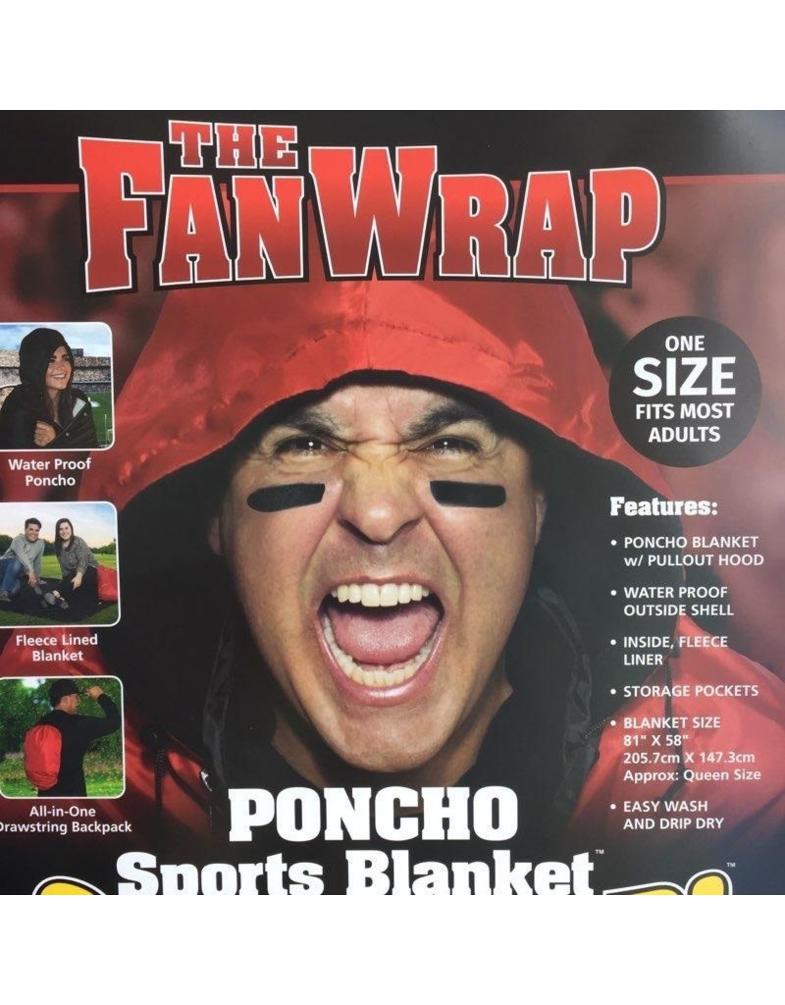 NON-UNIFORM JD FanWrap Poncho Sports Blanket, weather resistant, Navy