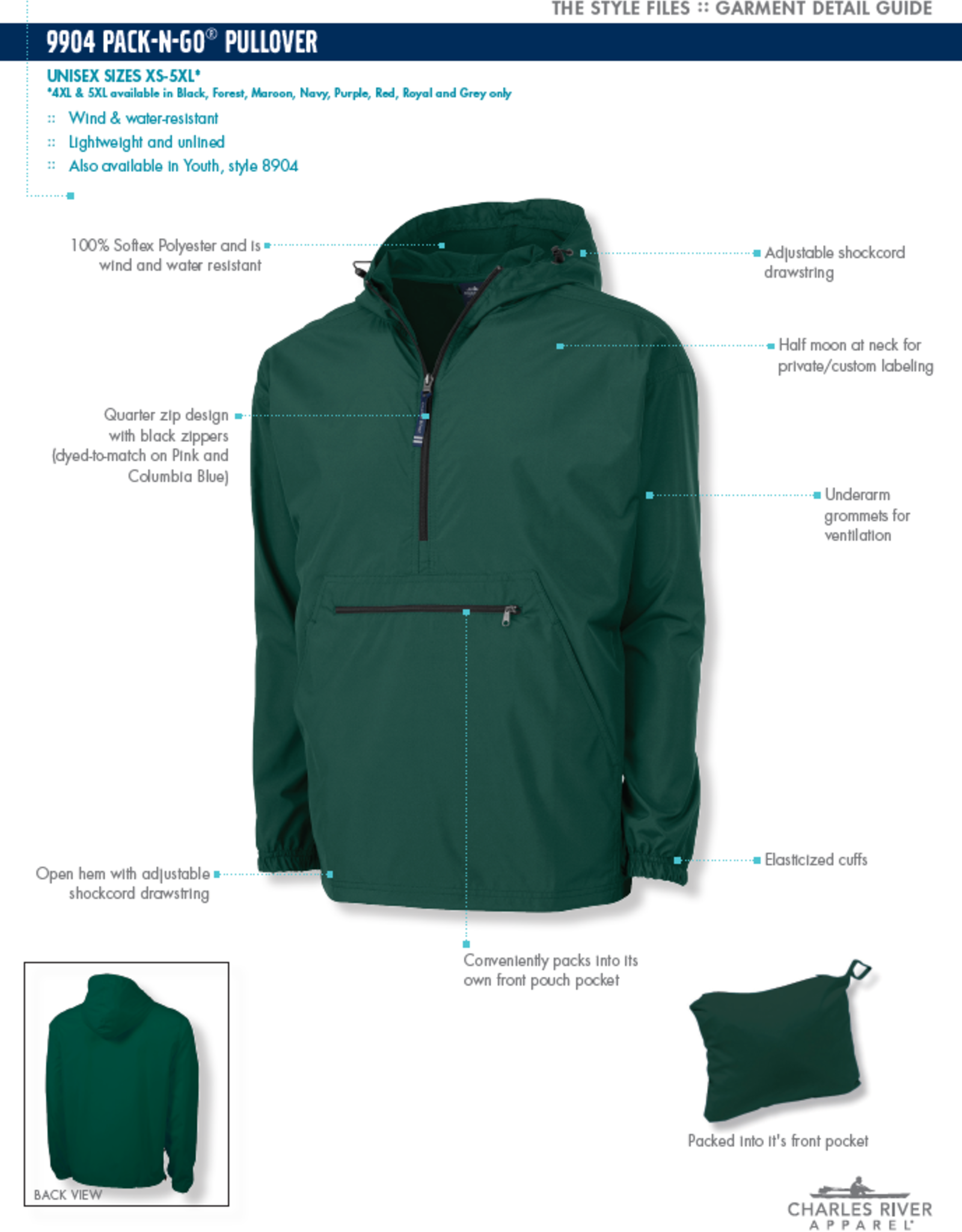 NON-UNIFORM Windbreaker Jacket, pack-n-go 1/2 zip pullover, Custom Order