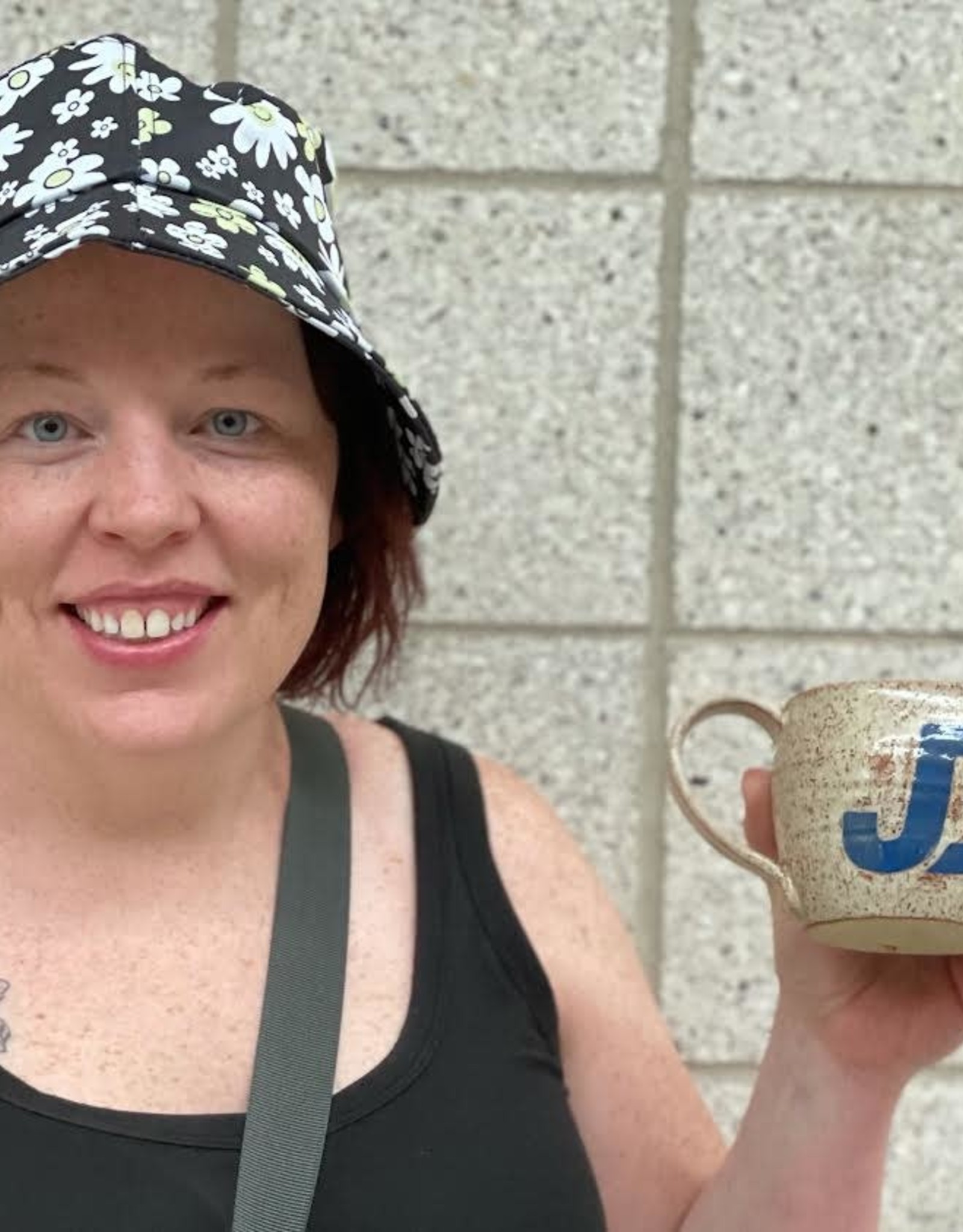 NON-UNIFORM JD Handcrafted Ceramic Mug - Made by JD's Art Teacher, Jenni Eames