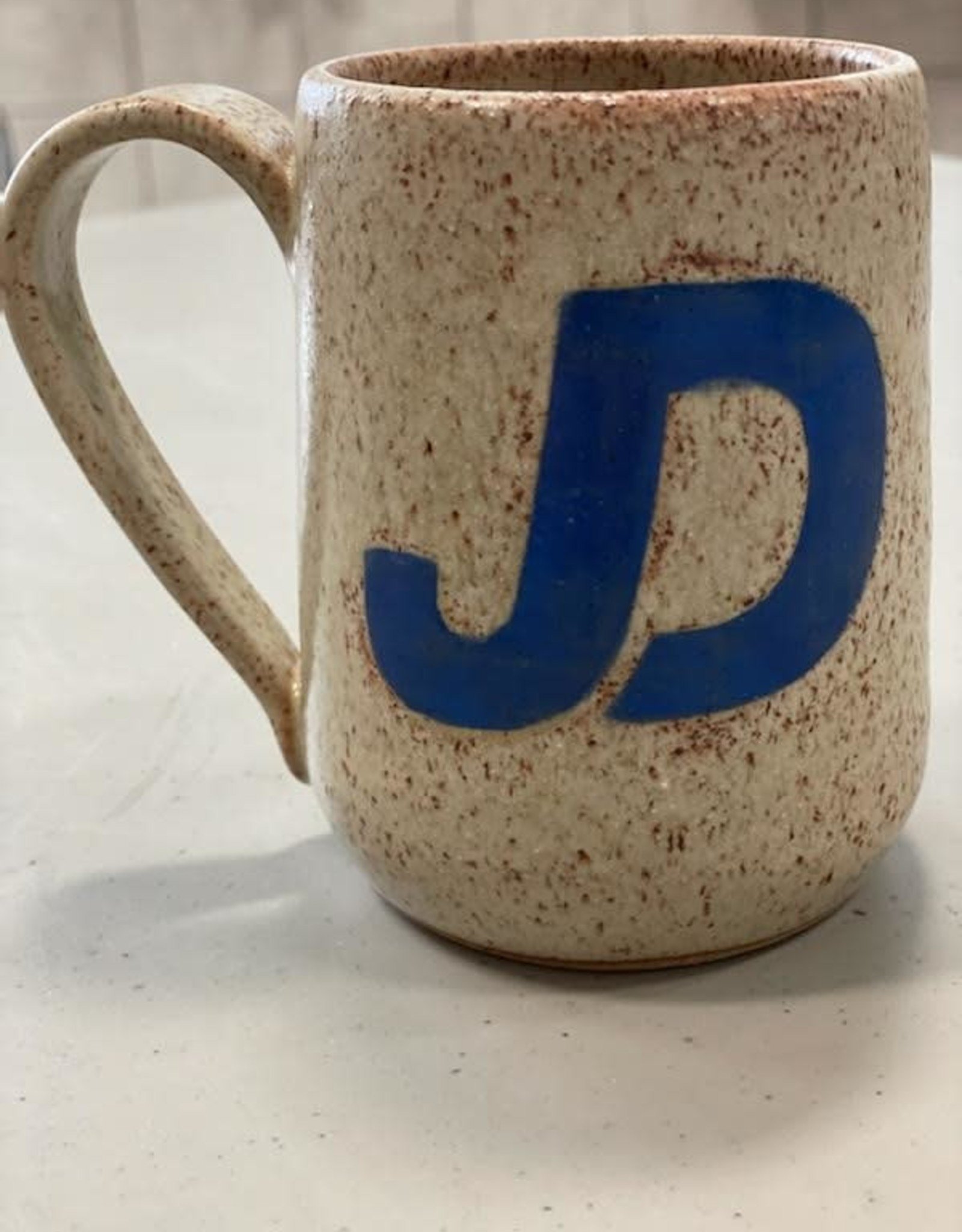 NON-UNIFORM JD Handcrafted Ceramic Mug - Made by JD's Art Teacher, Jenni Eames